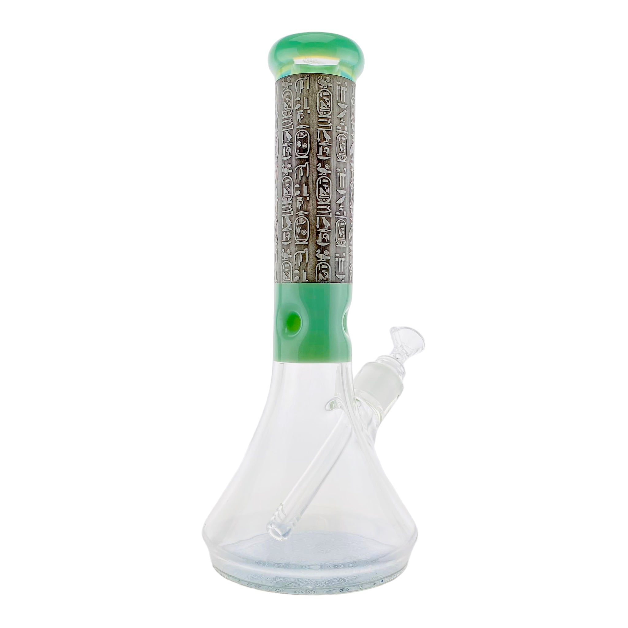 Diamond Glass - 9mm Thick Green Beaker Bong With Sandblasted Egyptian Symbols
