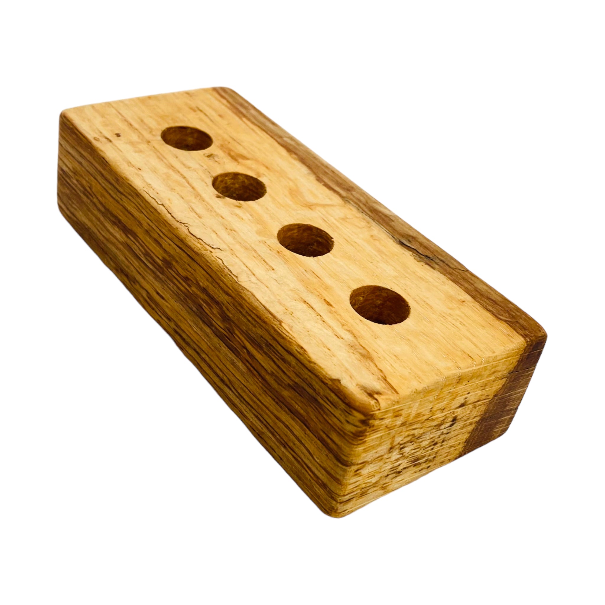 4 Hole Wood Display Stand Holder For 14mm Bong Bowl Pieces Or Quartz Bangers - Cork Oak