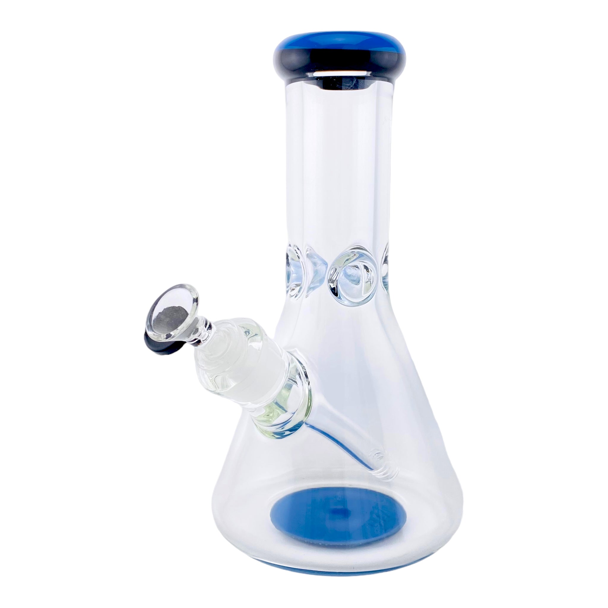 9mm Thick Glass Beaker Bong Black & Blue Milk 10 Inches Tall