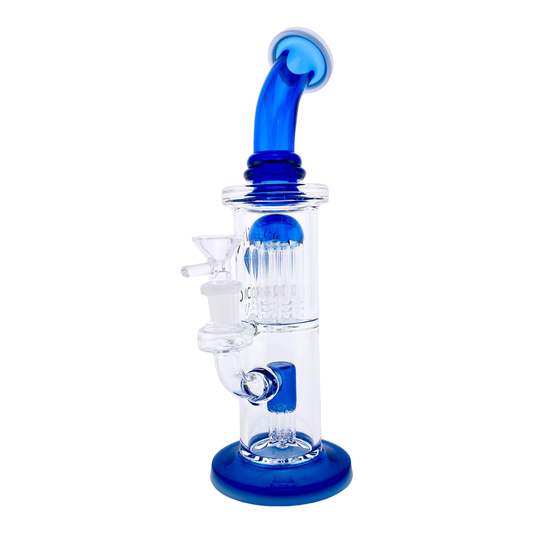 best cheap portable Diamond Glass Bubbler Bong With Double Tree Perc & Blue & White Accents