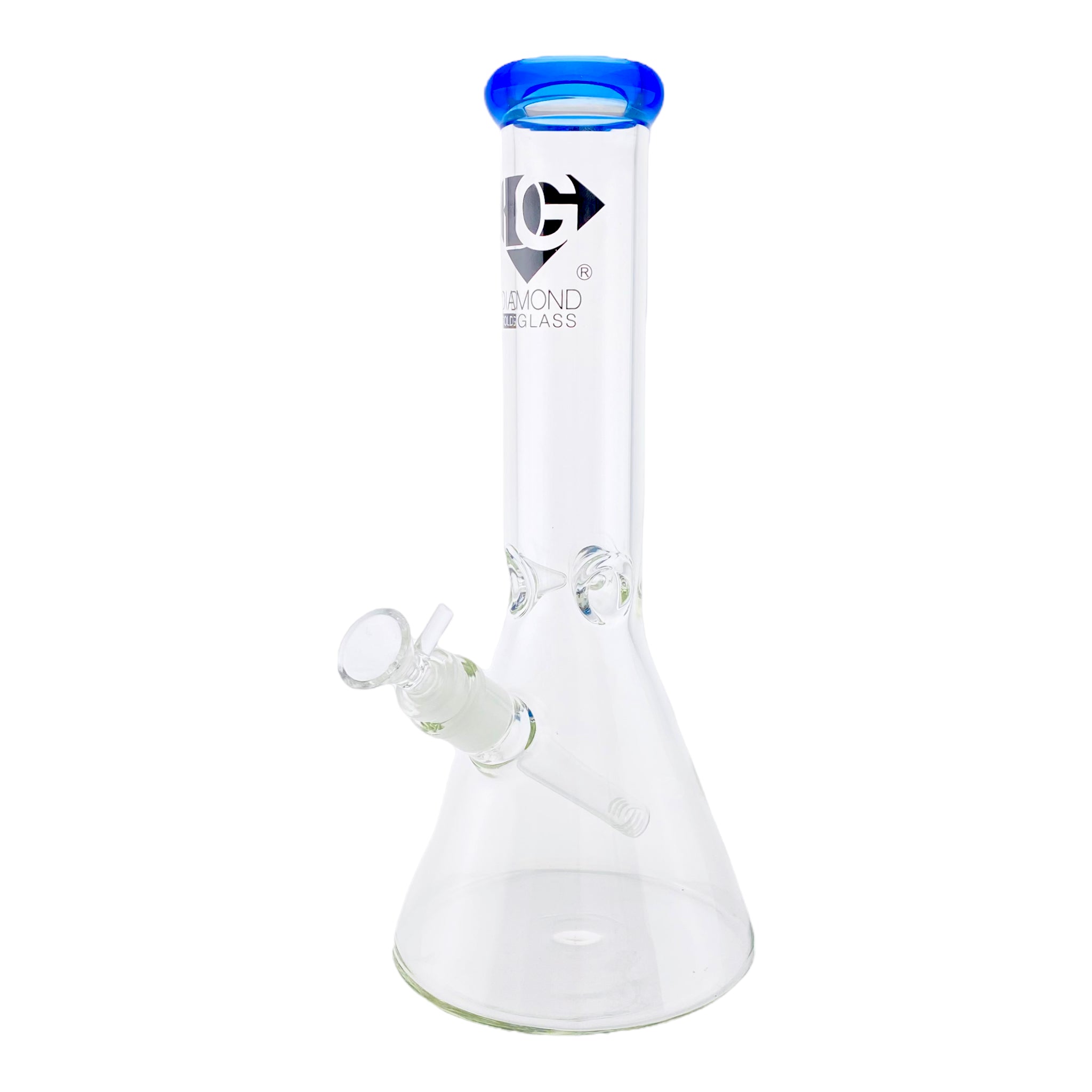 Diamond Glass Bong - 12 Inch Glass Beaker Bong With Blue Color Lip