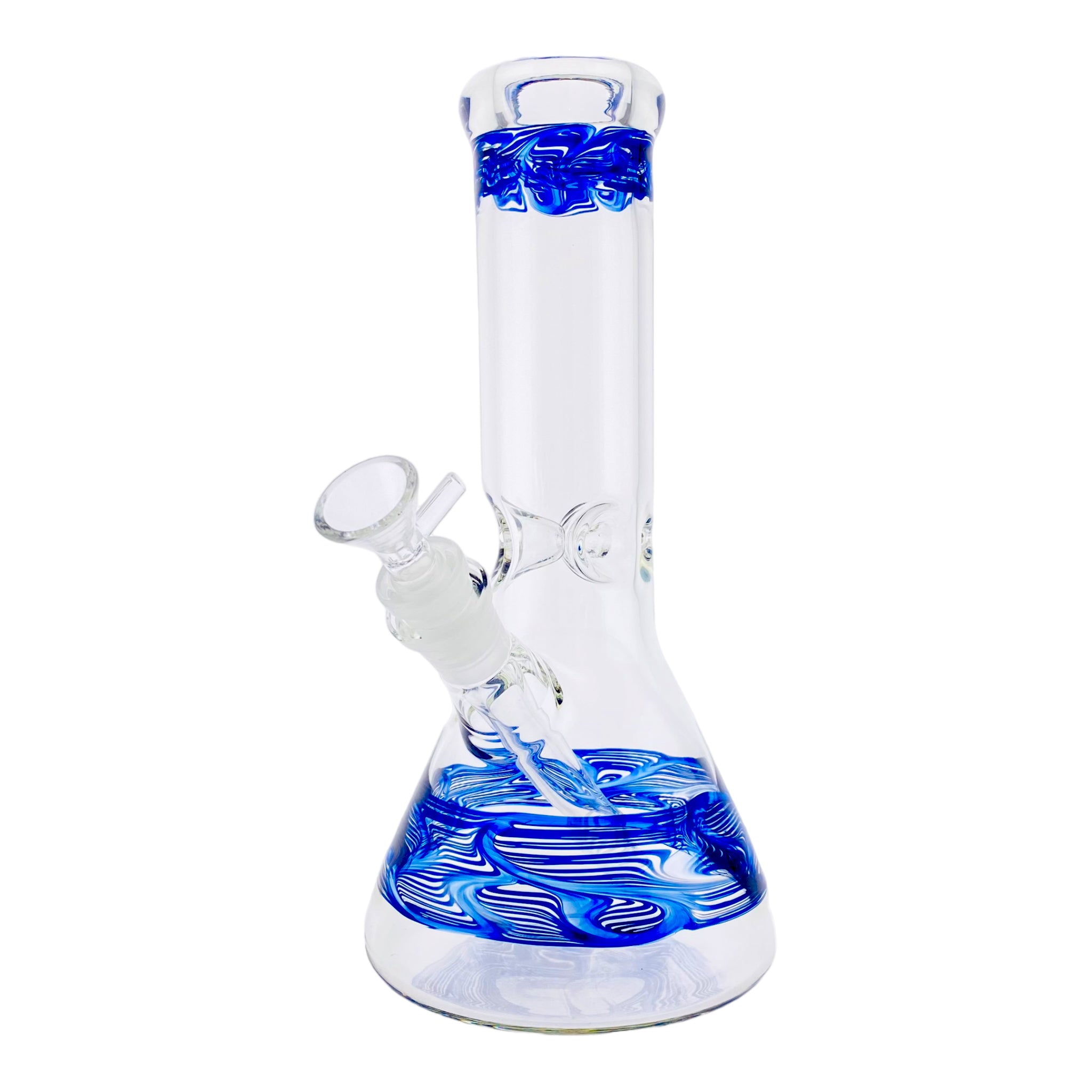 10 Inch Clear Beaker Bong With Blue Wrap And Rake