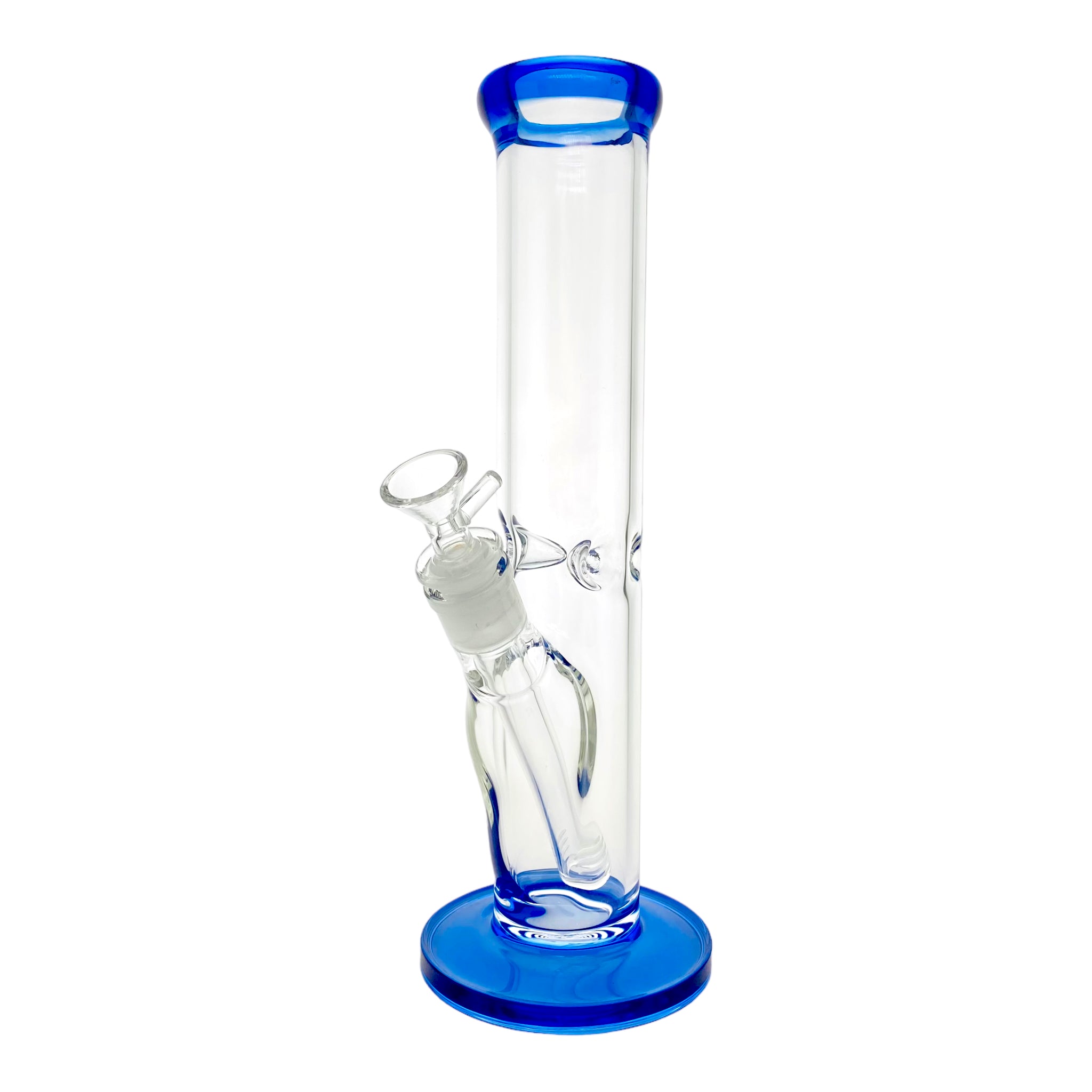 12 Inch Straight Tube Bong With Blue Mouthpiece And Base