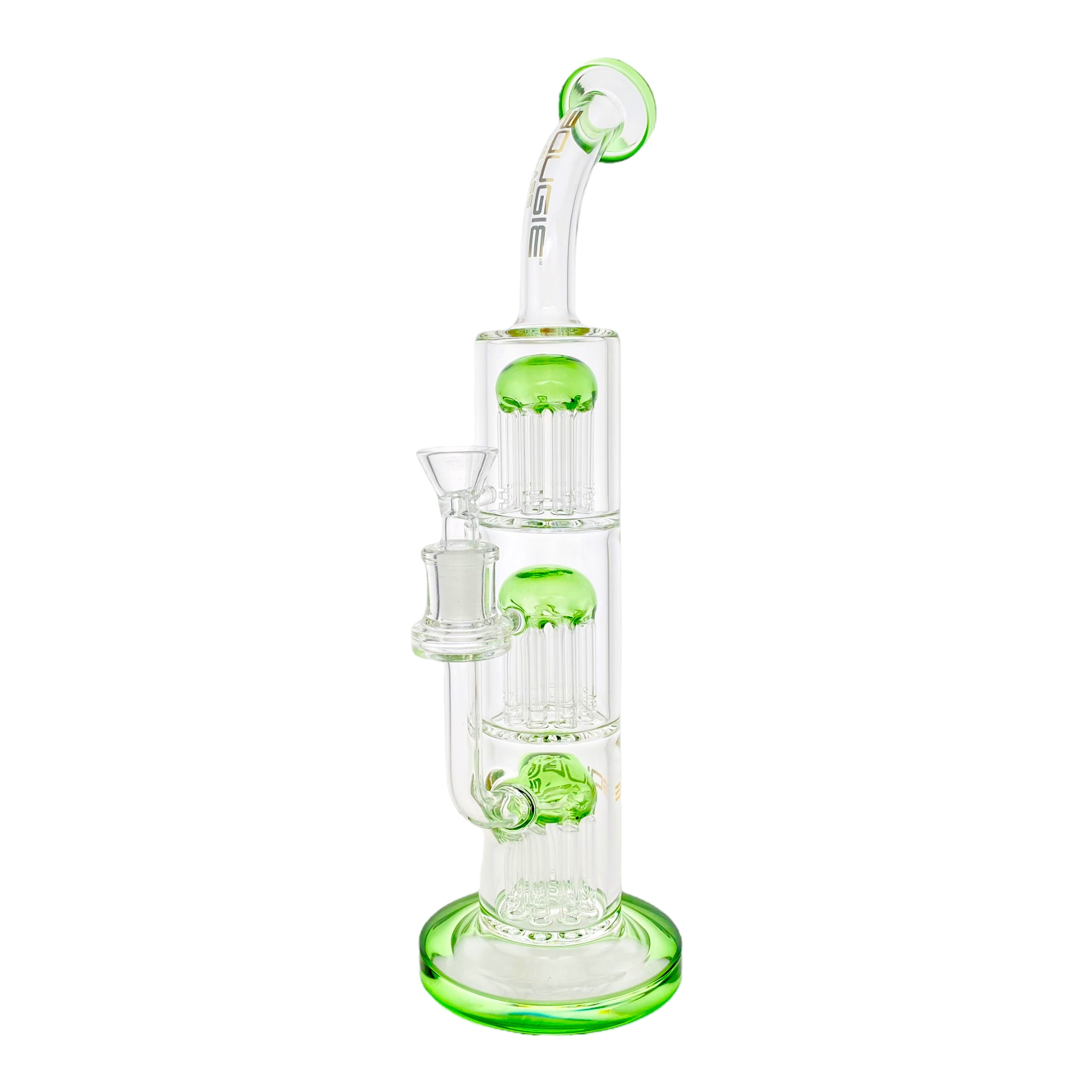 Bougie Glass - 12 Inch Green Triple Tree Perc Bubbler Bong