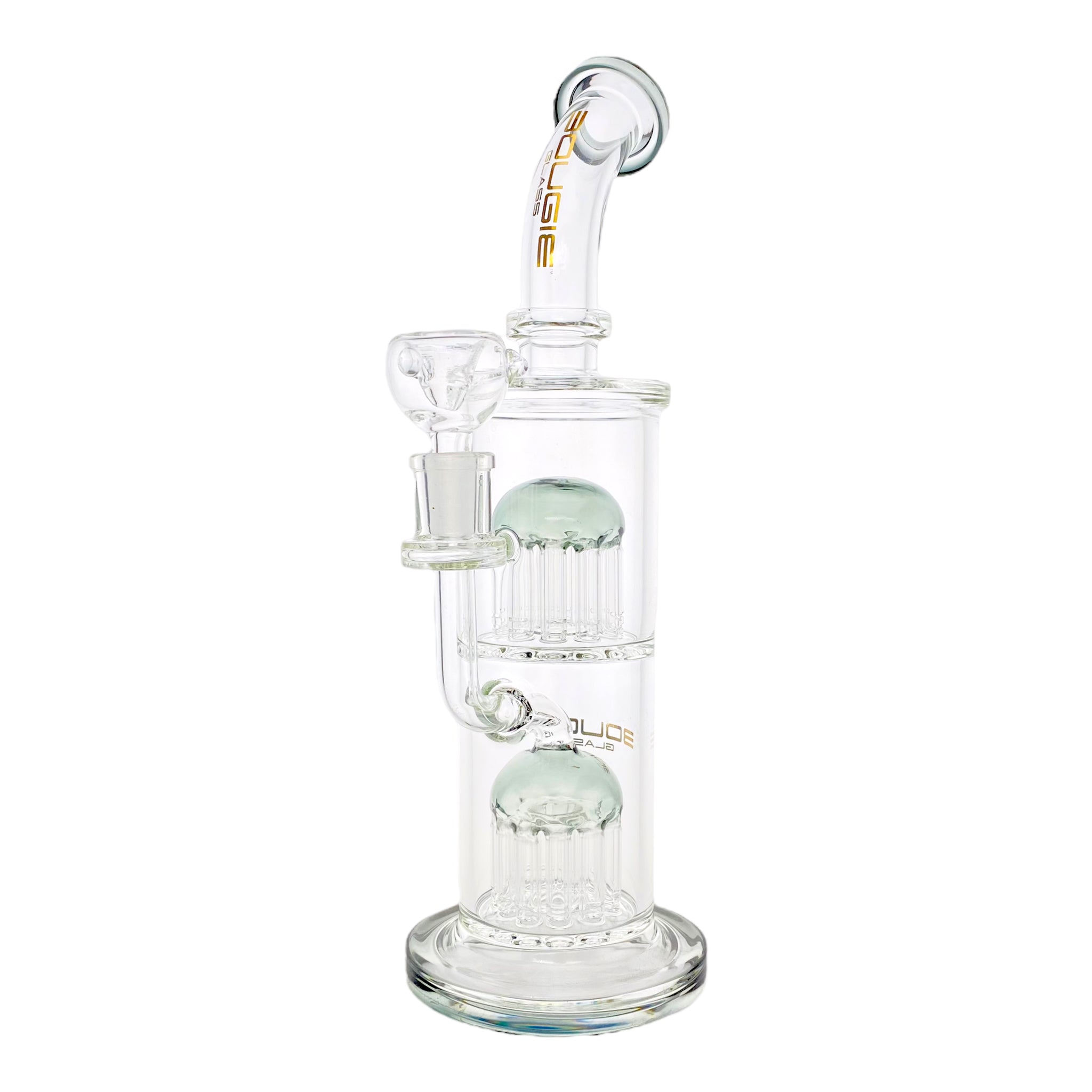 Bougie Glass Large Dab Rig With Shadow black Double Tree Perc 12 Inches Tall