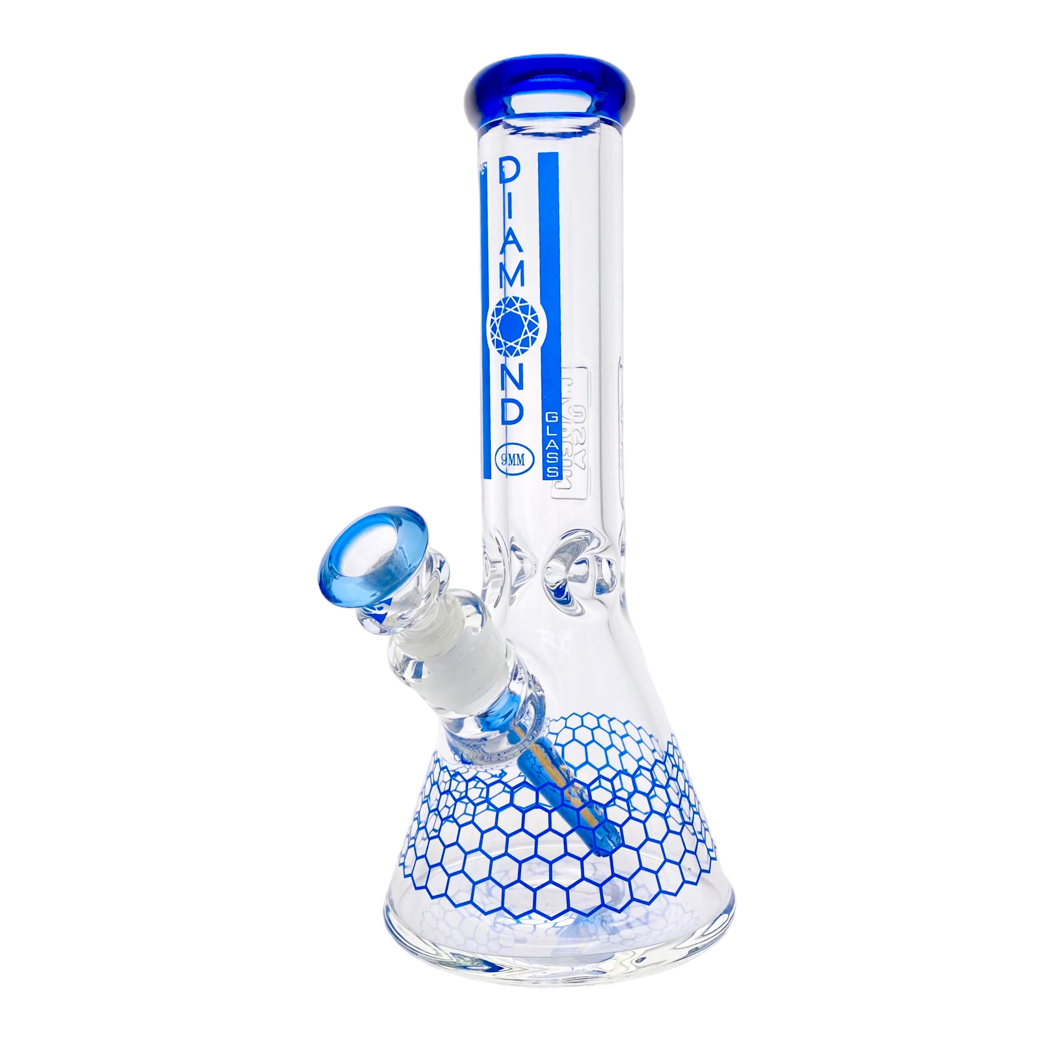 Diamond Glass - 12 Inch Beaker With Blue Honeycomb 9mm Thick