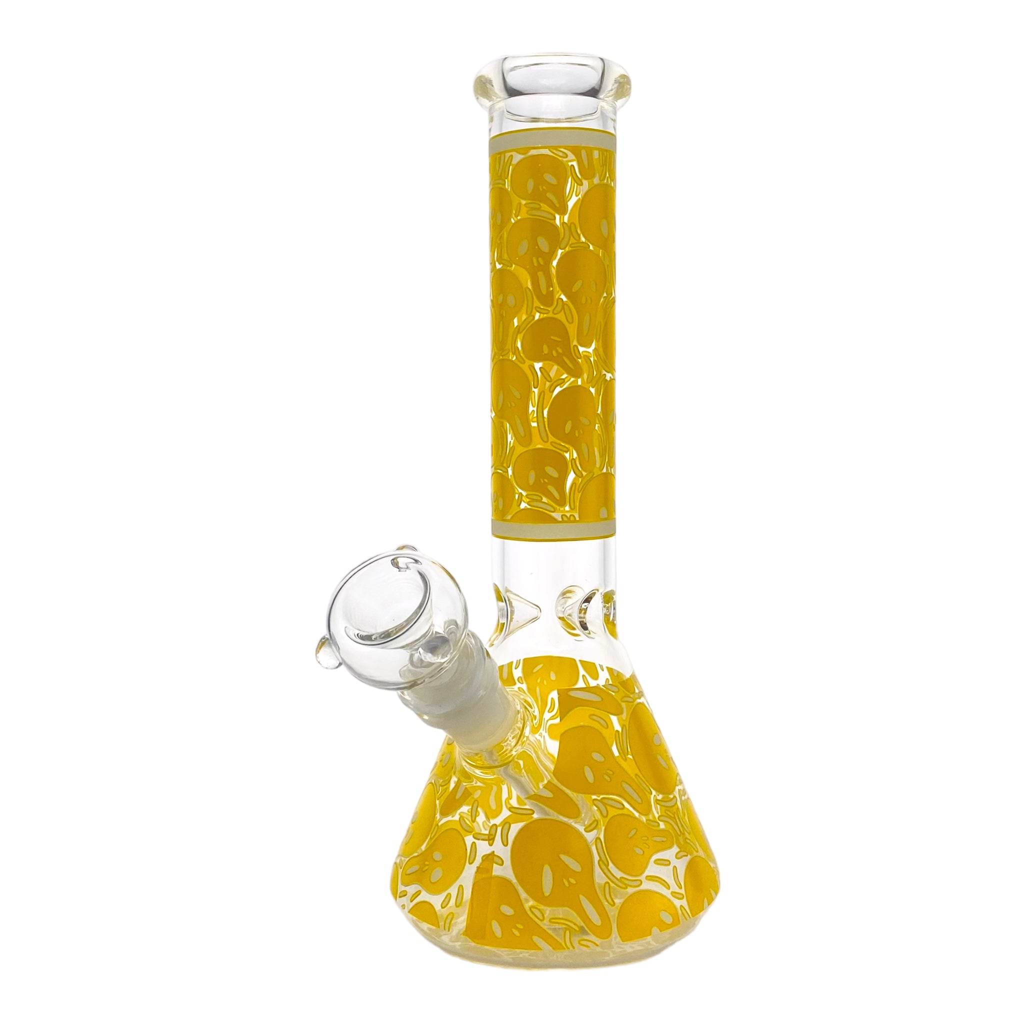 10 Inch Glass Beaker Bong With Yellow Ghosts