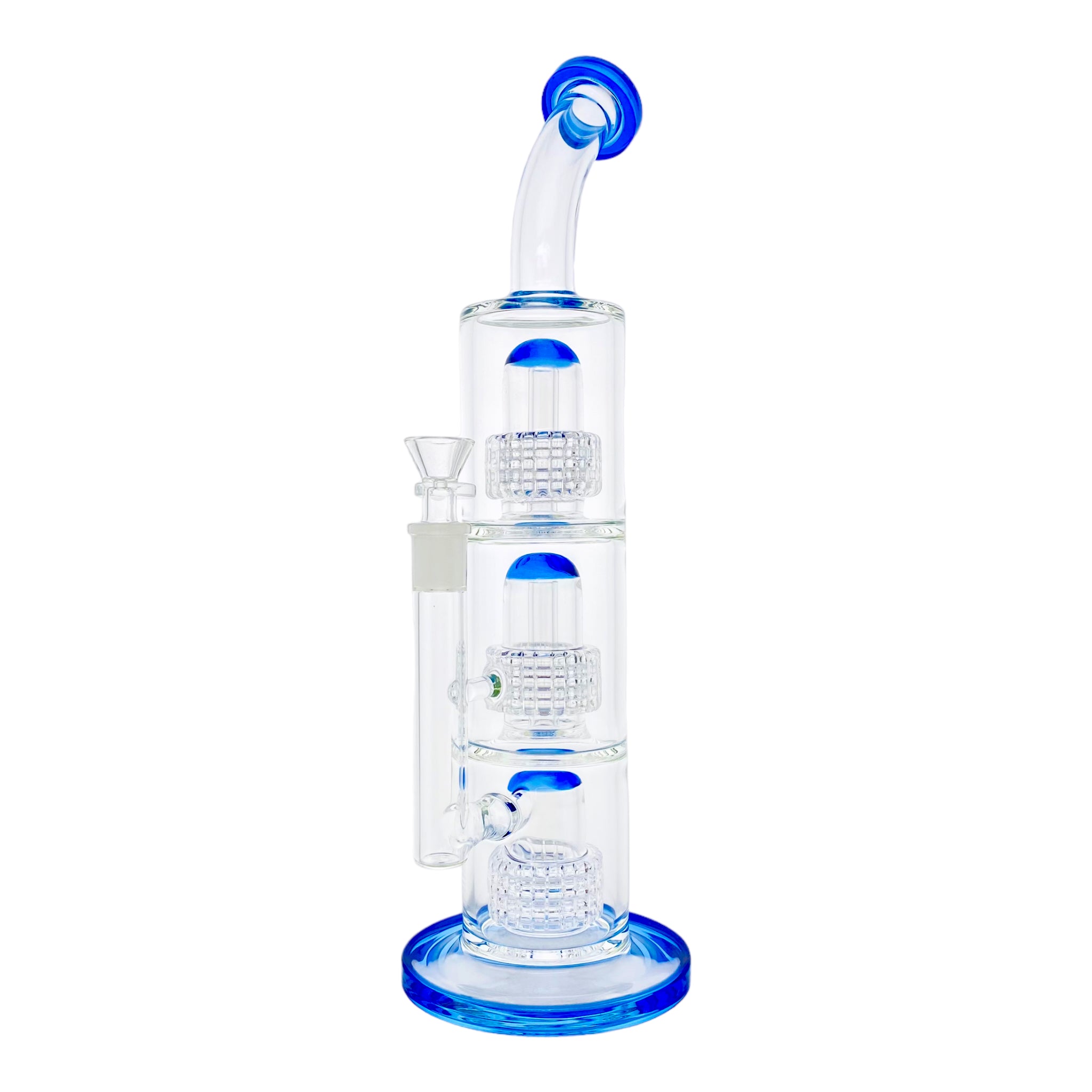Extra Large Triple Perc Bubbler Bong - Blue