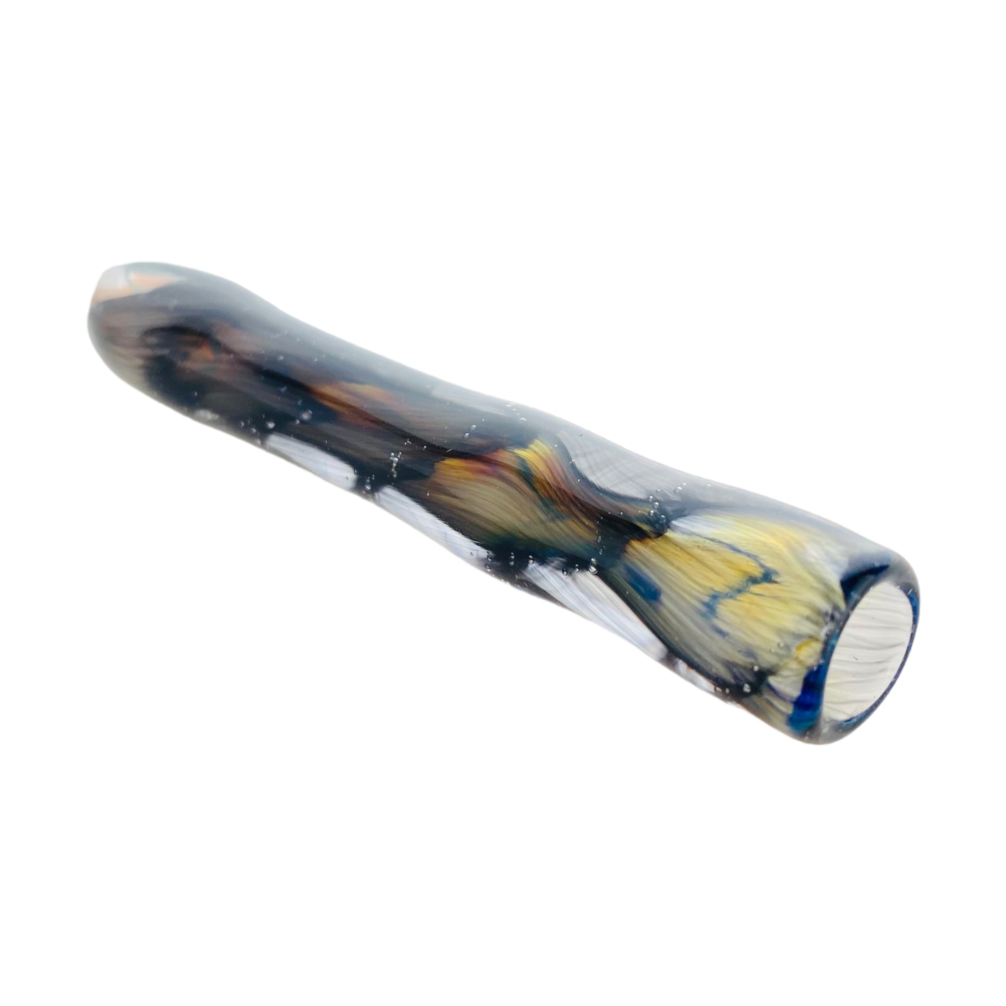 Glass Chillum Pipe - Black Inside Out Glass One Hitter