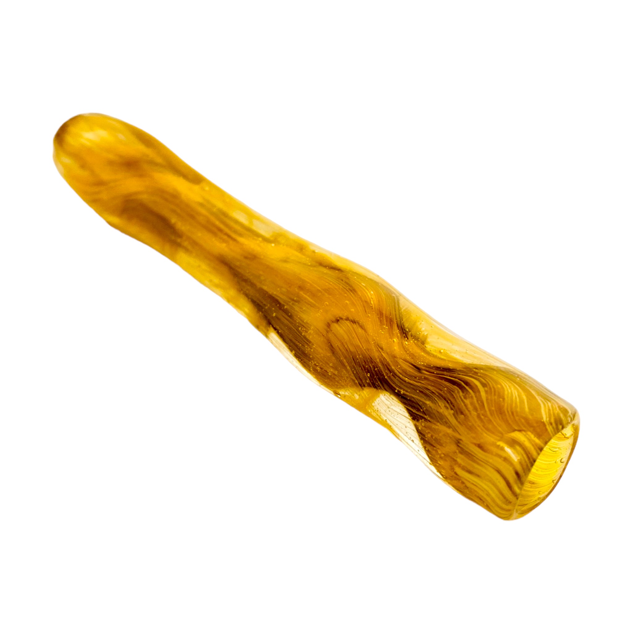 Glass Chillum Pipe - Yellow & Black With Sparkles Glass One Hitter