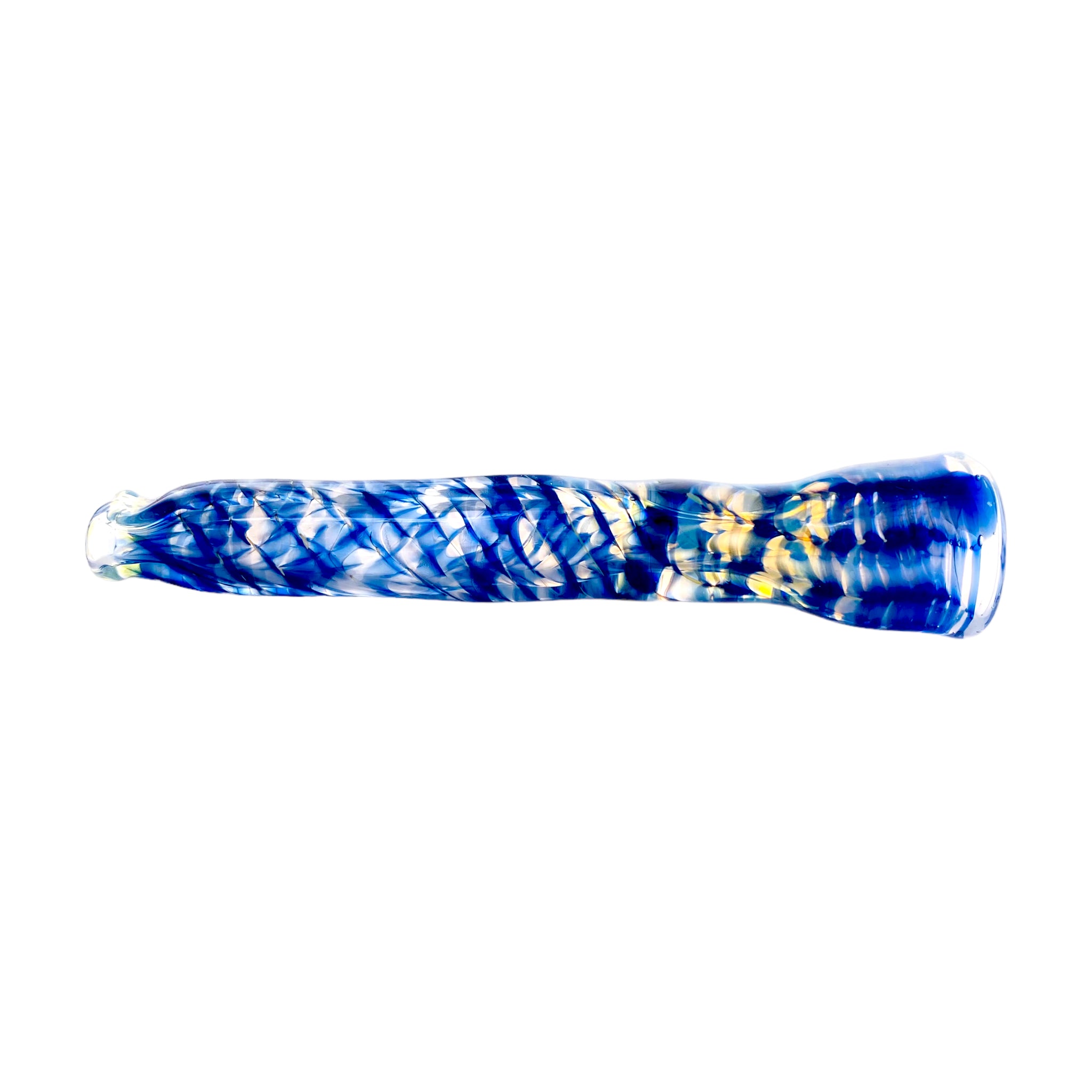 Glass Chillum Pipe - Blue Wig Wag One Hitter