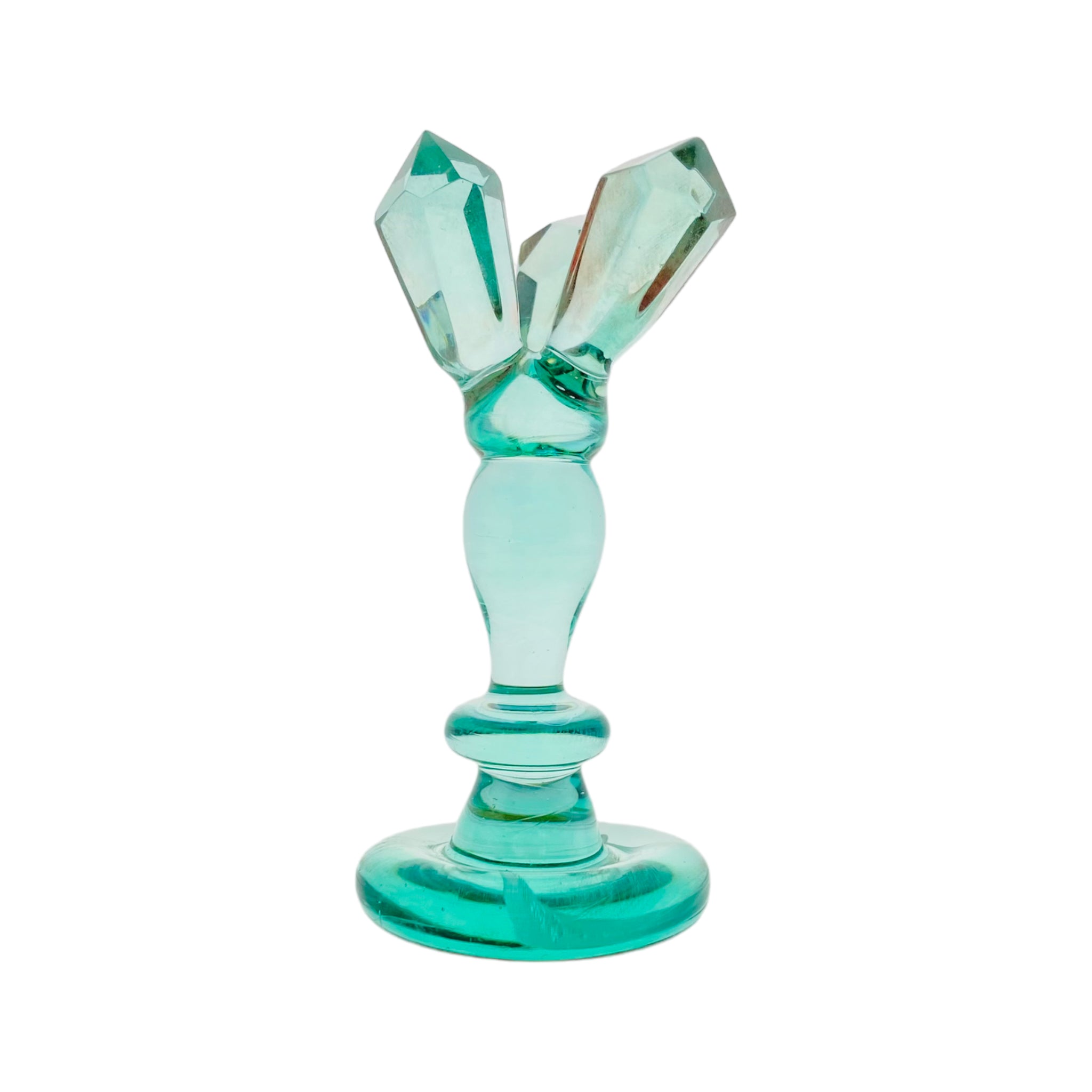Aqua Teal Crystal Carb Cap with decorative hand faceted crystals