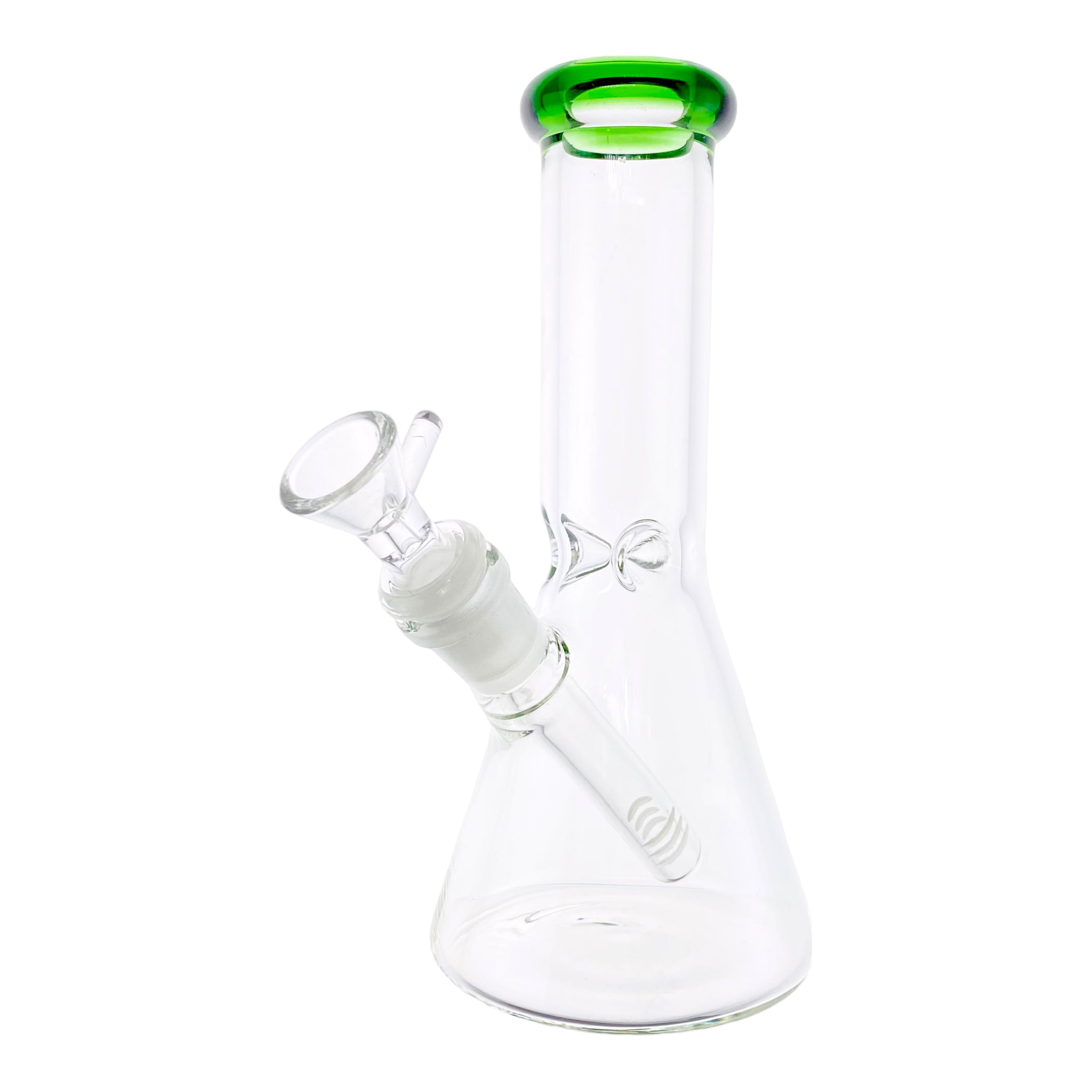 8 Inch Clear Beaker Bong With Green Color Lip