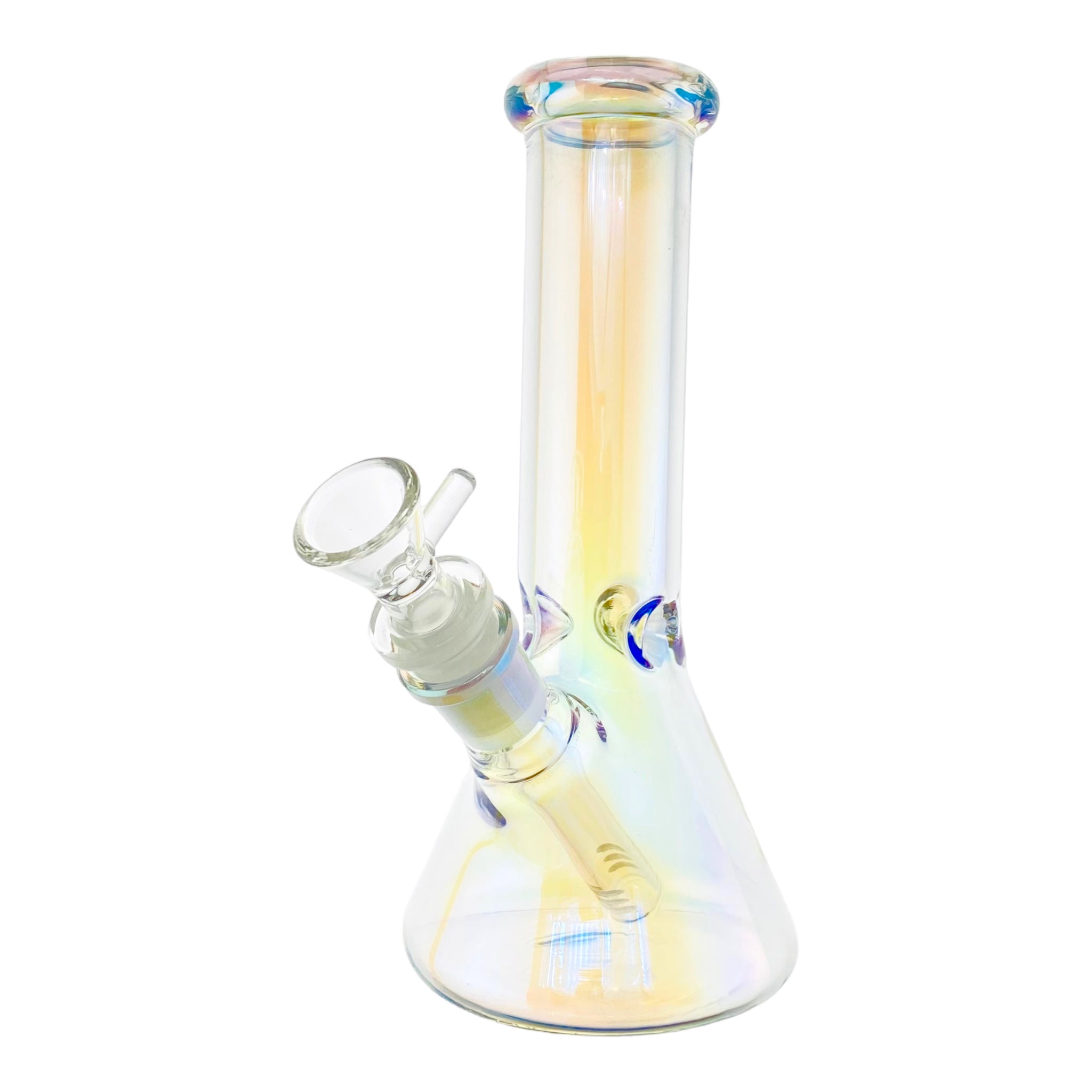 8 Inch Clear Pearlescant Metallic Beaker Bong