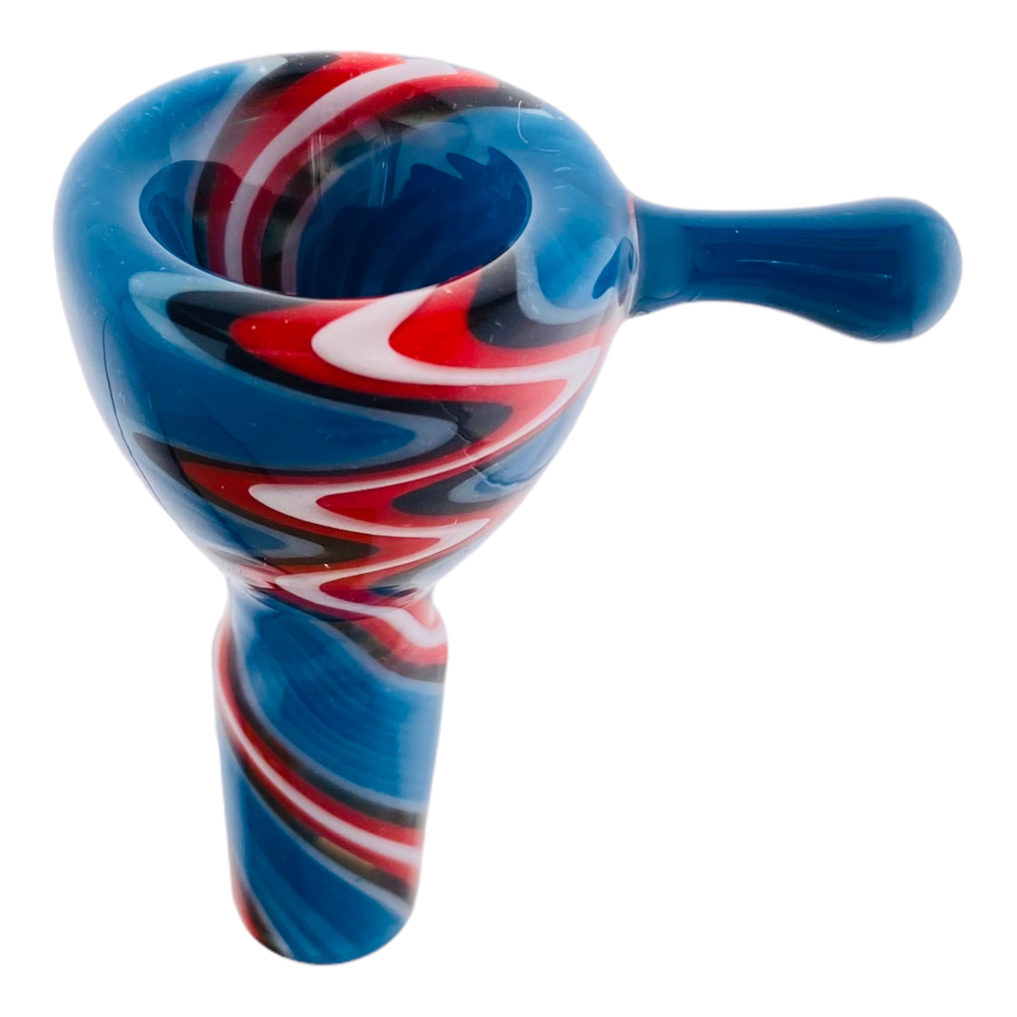 14mm Flower Bowl - Full Color Blue & Red Wig Wag Bong Bowl Piece