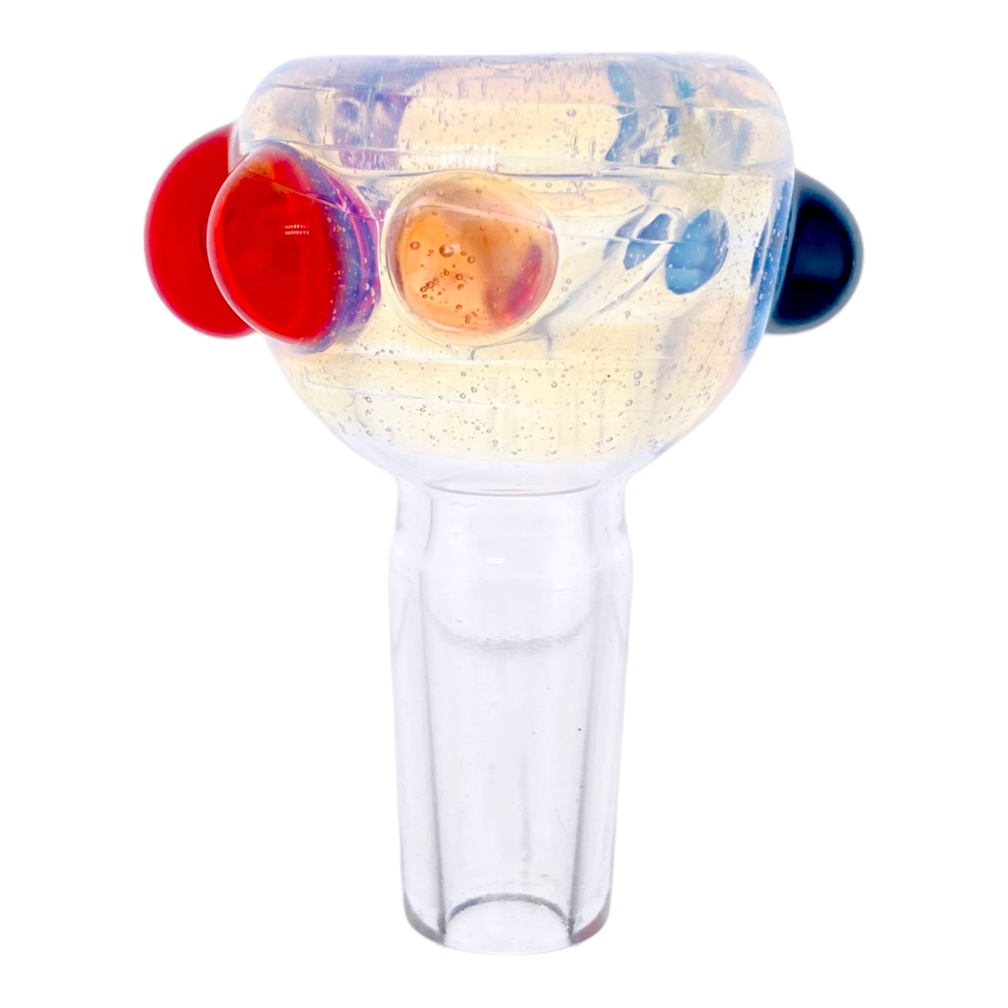 Arko Glass - 14mm Flower Bowl - Mystic Fume Bowl With Red & Black Dots