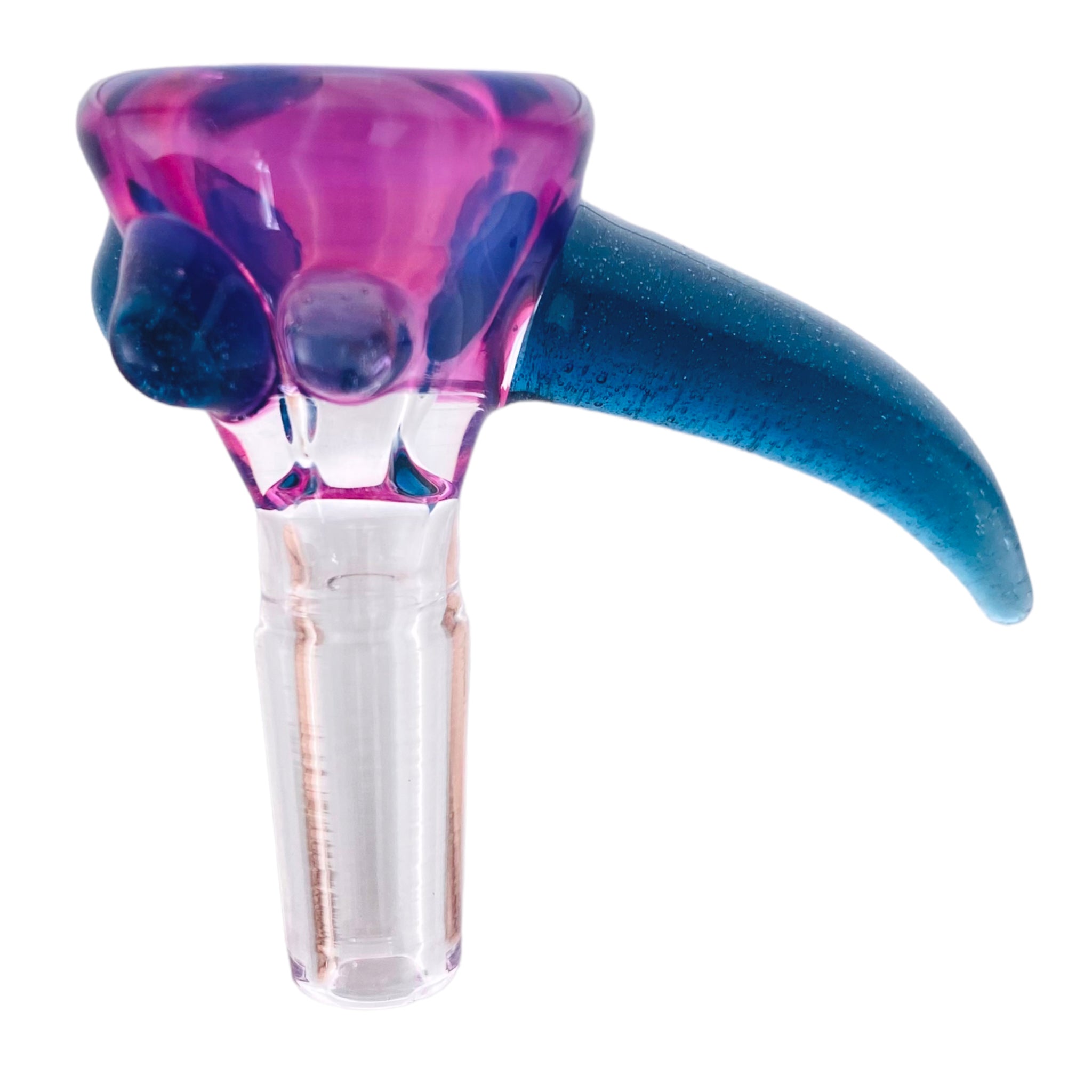 Arko Glass - 10mm Flower Bowl - Celestial Purple With Void Blue Handle & Dots