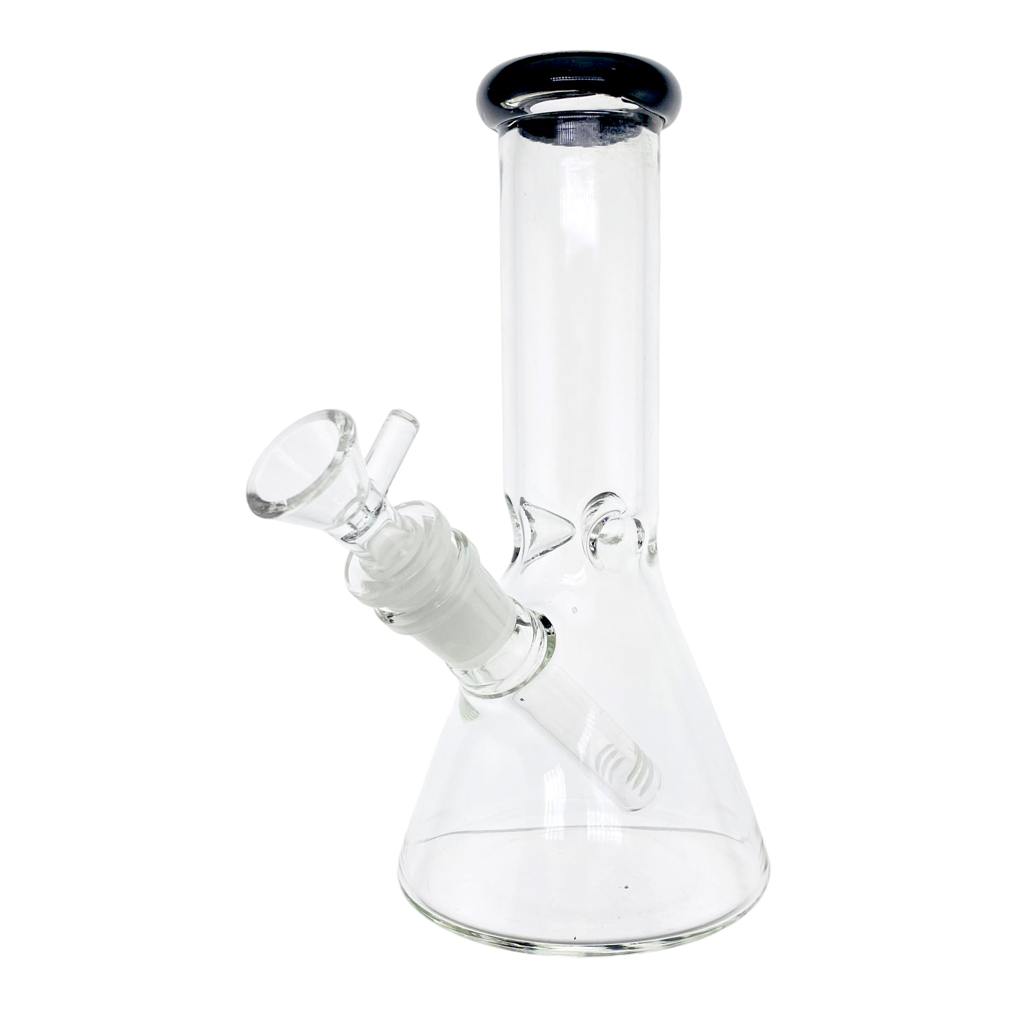 8 Inch Small Clear Beaker Bong With Black Color Lip