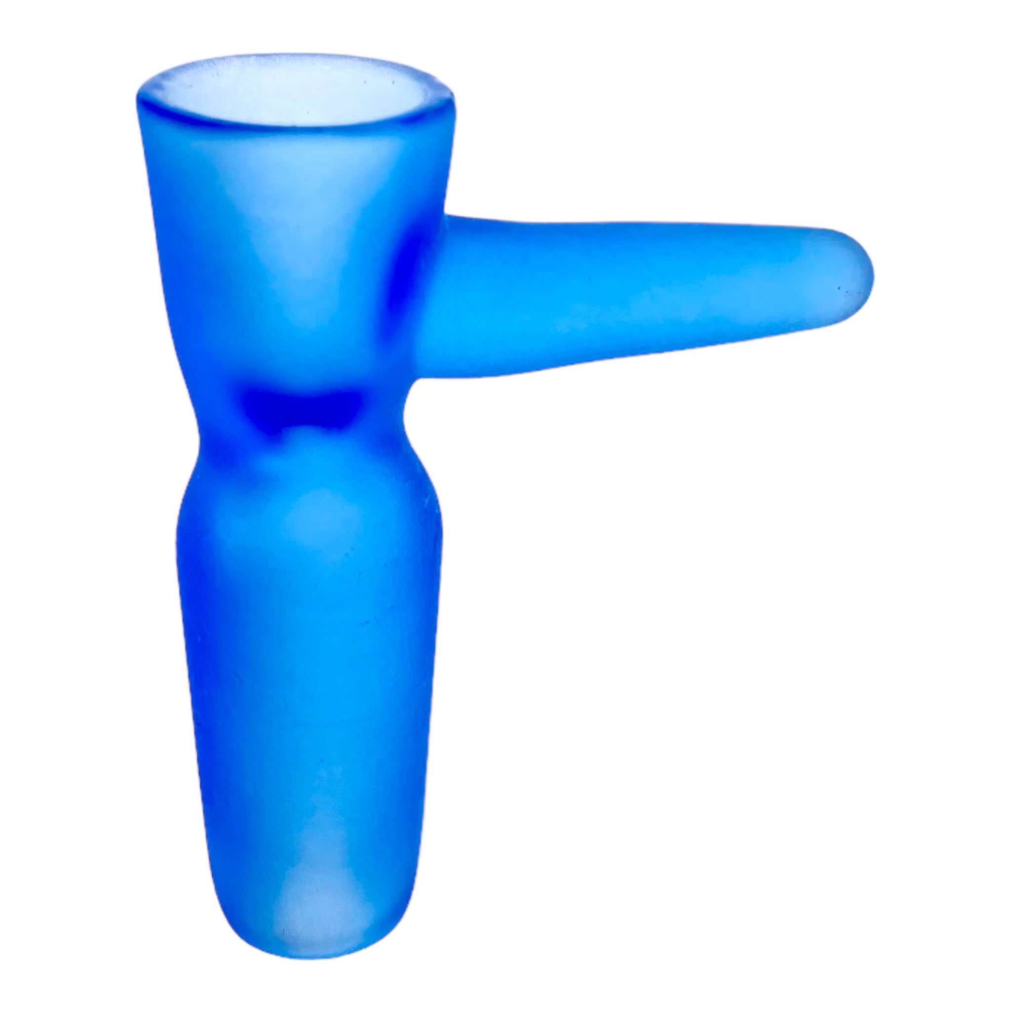 Optera Glass - Sandblasted Cobalt Blue With Blue Handle Full Color - 14mm Bowl Piece