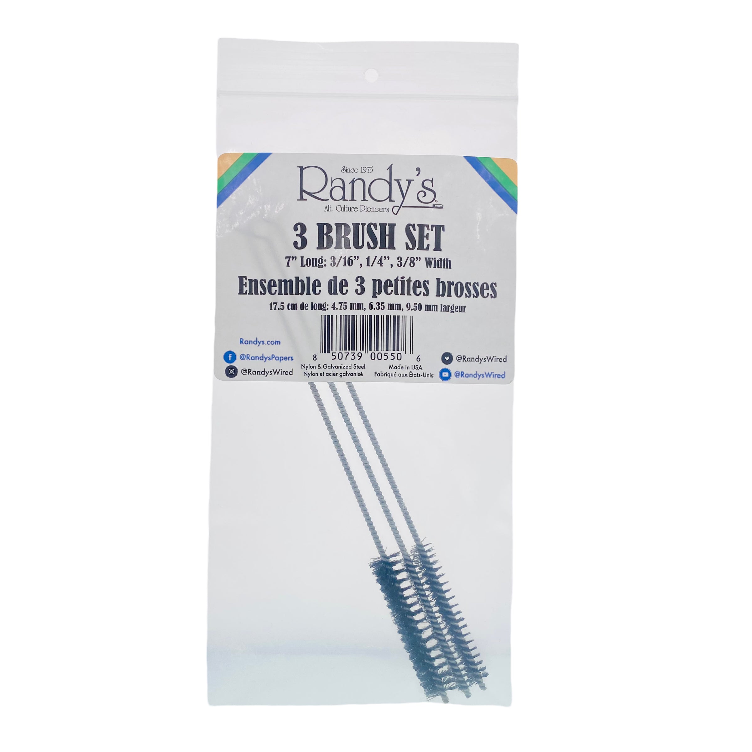 Randy's Reusable 3ct metal Brush Set bong cleaning set