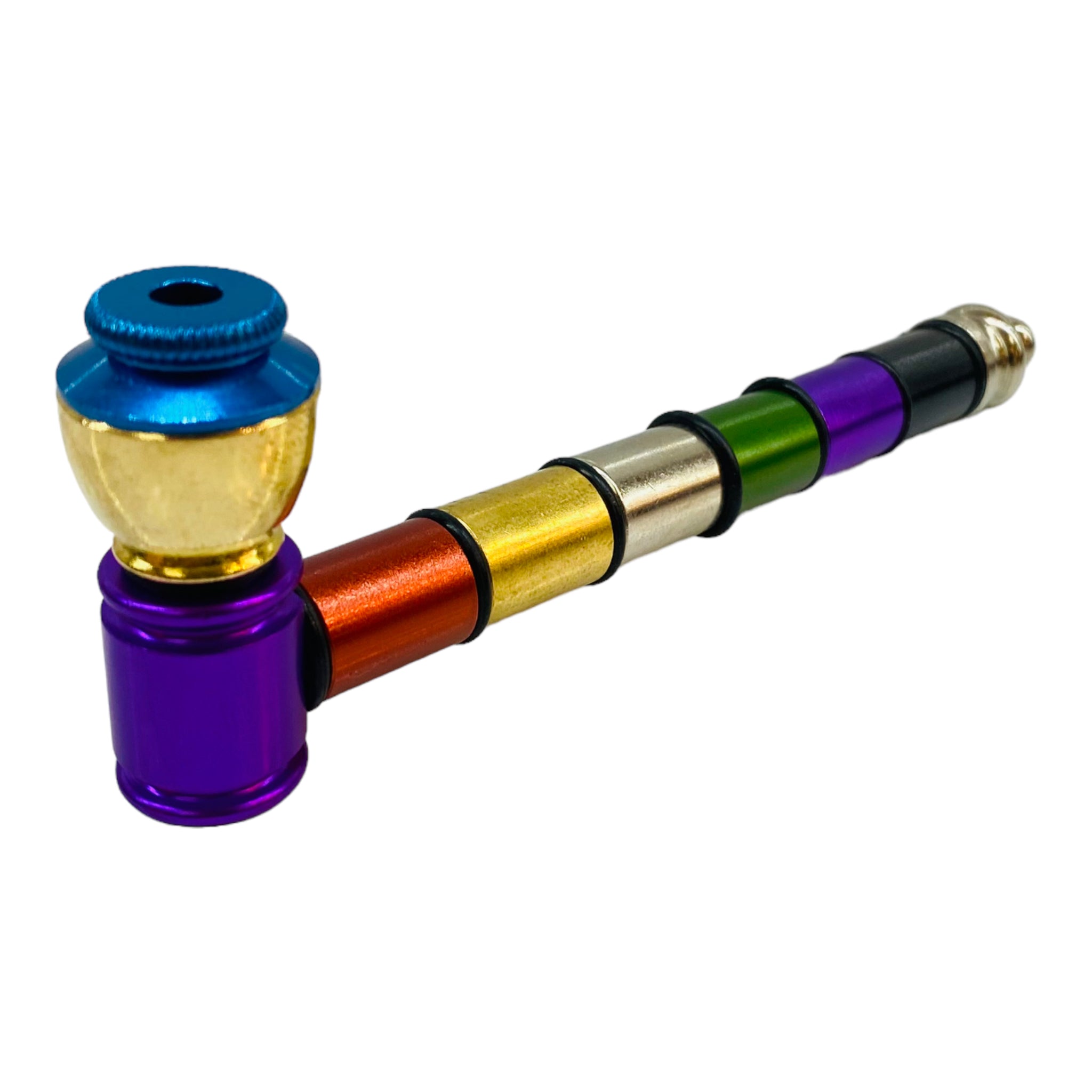 Metal Hand Pipes - Long Stem Aluminium Rainbow Metal Pipe