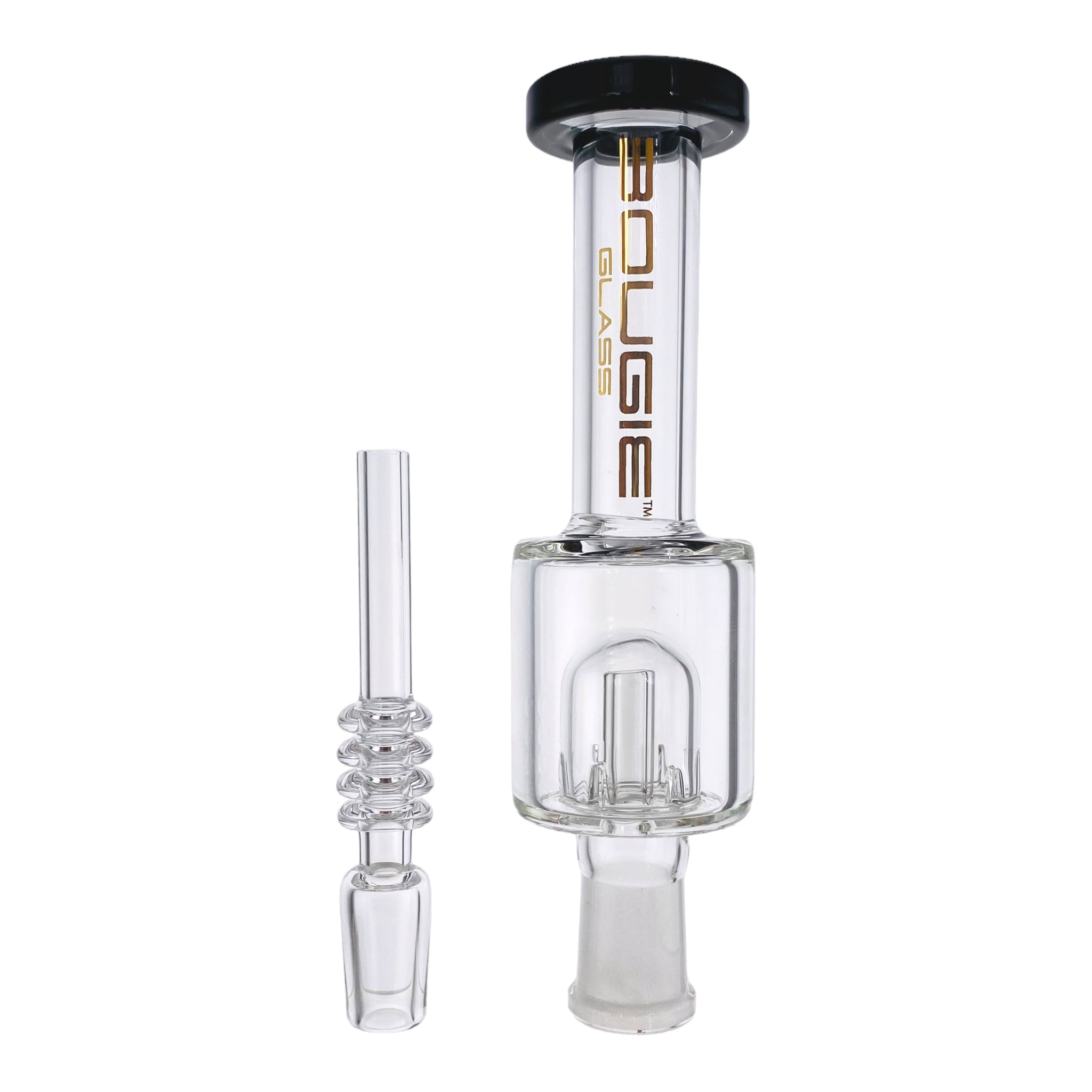 Bougie Glass - Black Small Nectar Collector With Mushroom Perc & 14mm Quartz Tip