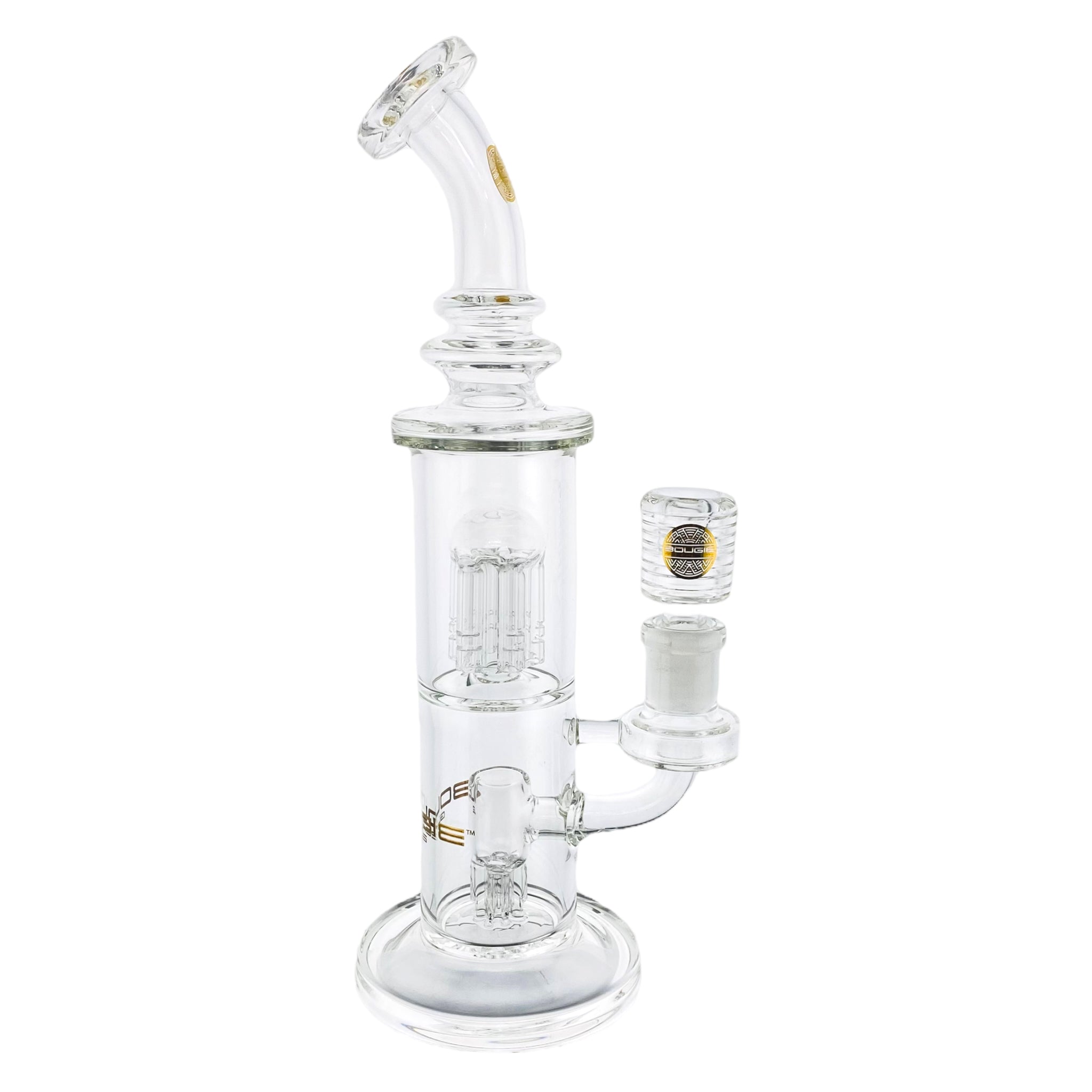 best cheap cute Bougie Glass Double Tree Perc Clear Bubbler Bong