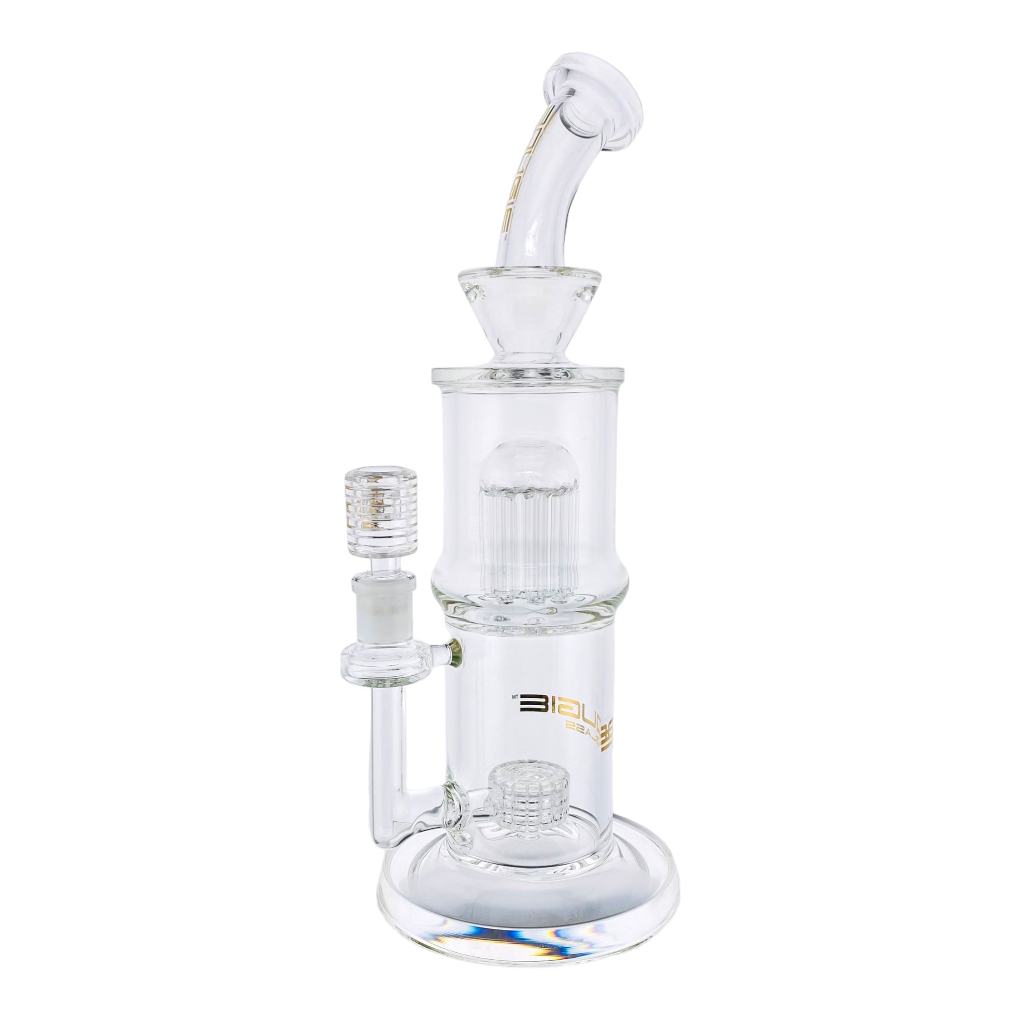 Bougie Glass Multi-Slit Disc And Tree Perc Clear Bubbler Bong