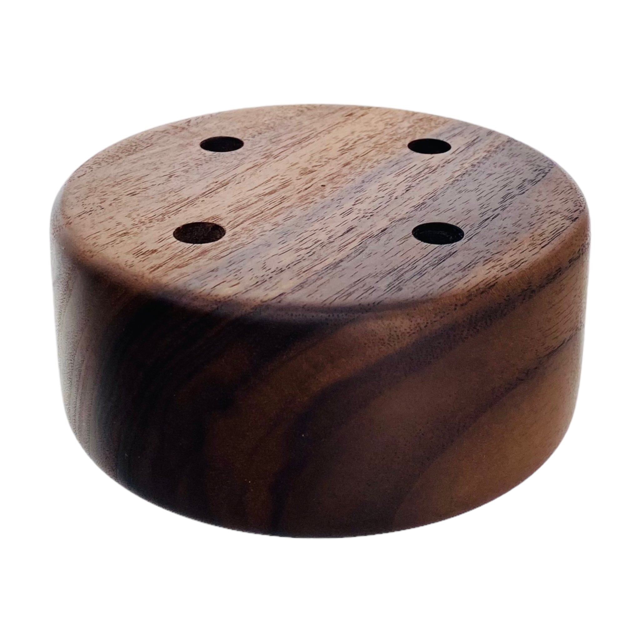 Round 4 Hole Wood Display Stand Holder For 10mm Bong Bowl Pieces Or Quartz Bangers - Black Walnut