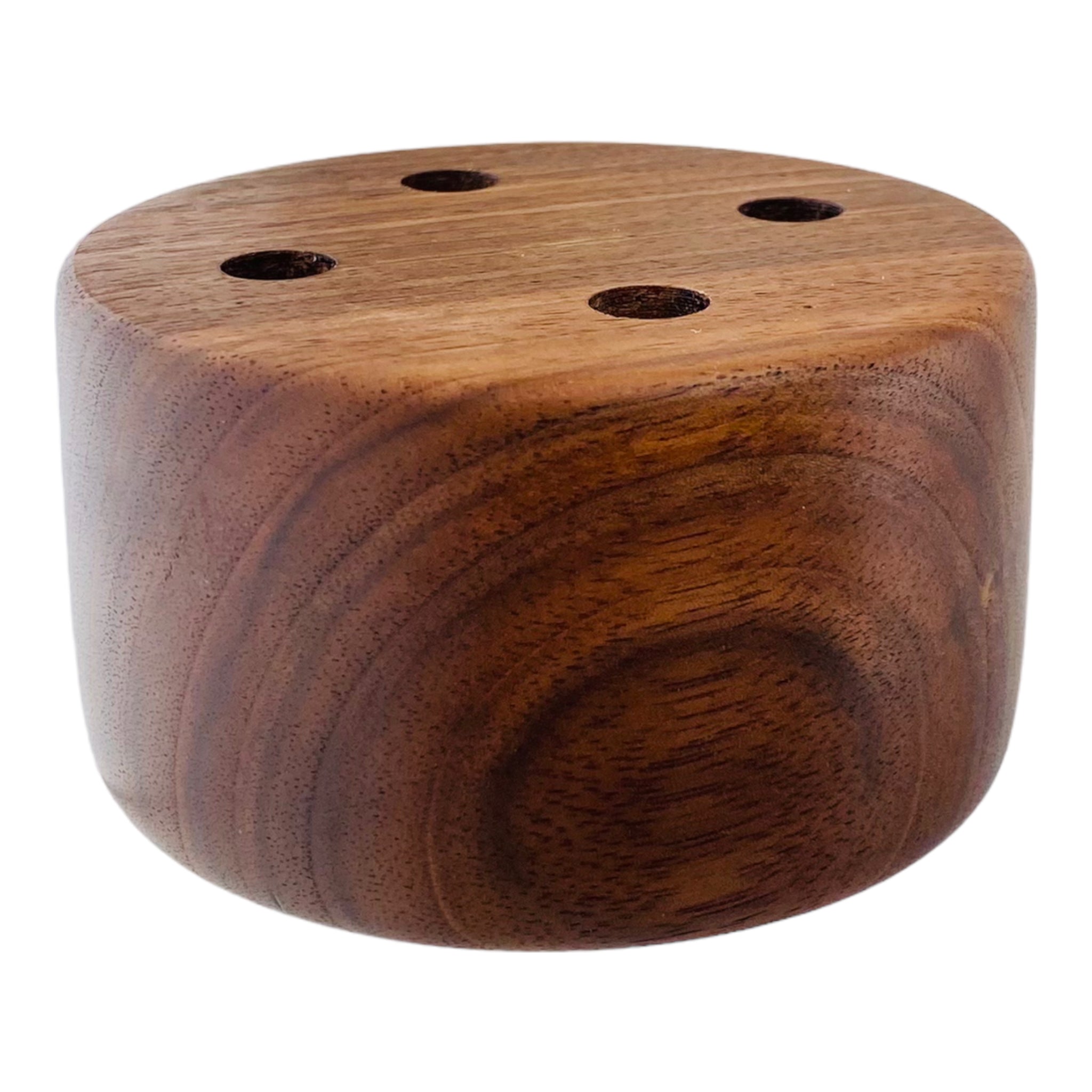 Round 4 Hole Wood Display Stand Holder For 10mm Bong Bowl Pieces Or Quartz Bangers - Black Walnut