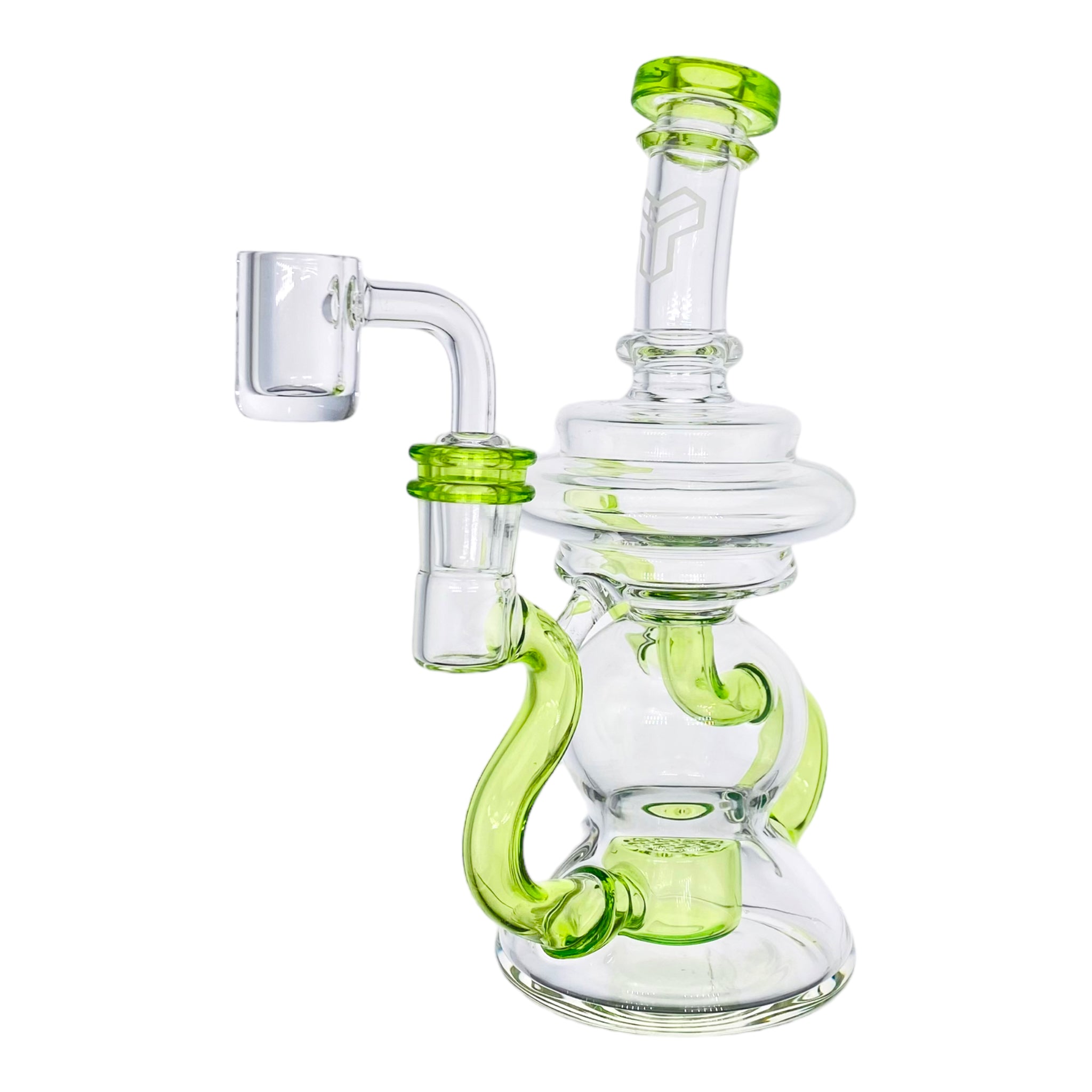 Heady glass Green Klein Recycler Dab Rig With Seed of Life Percolator