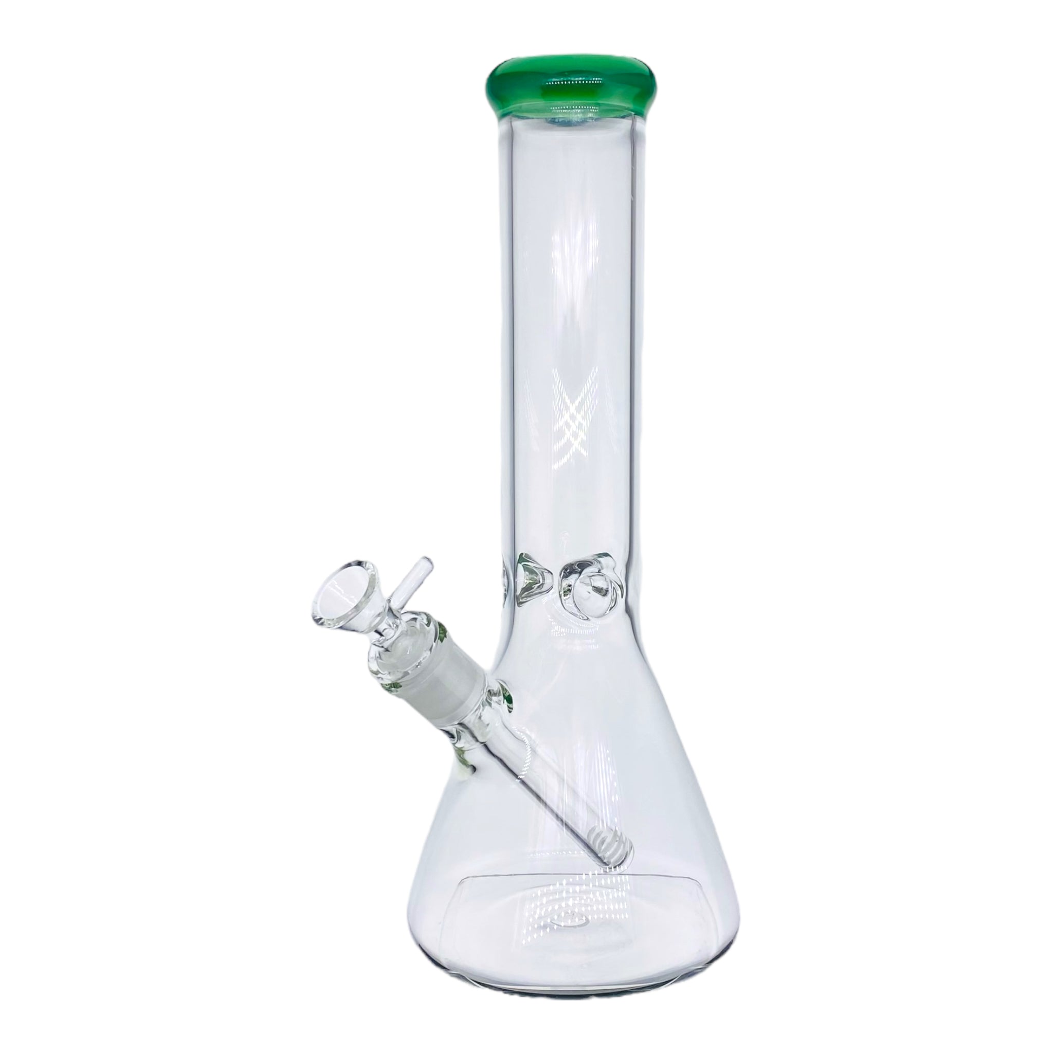 12 Inch Clear Beaker Bong With Green Color Lip
