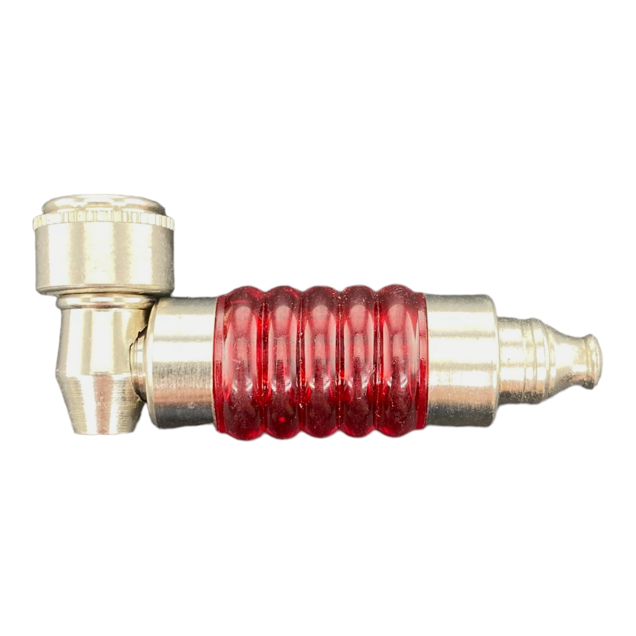 red Metal Hand Pipes - Aluminum Metal Pipe With Plastic Ribbed Stem