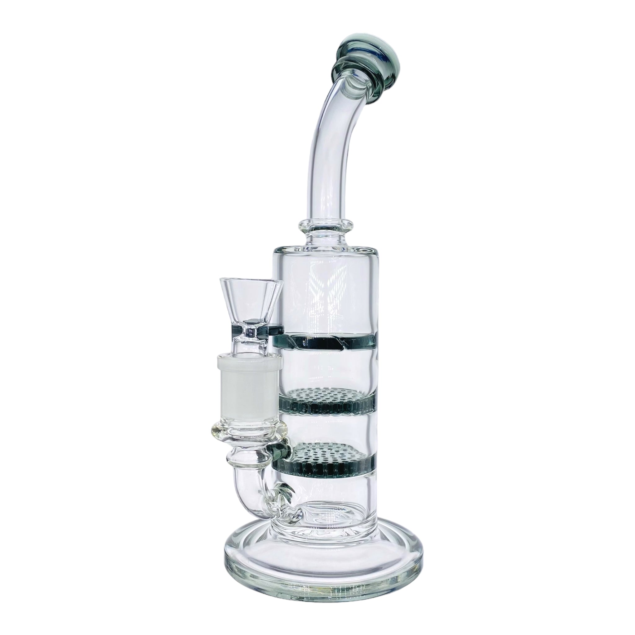 10 Inch Shadow Black Inline Bong With Double Honeycomb Percs And Smoke Turbine