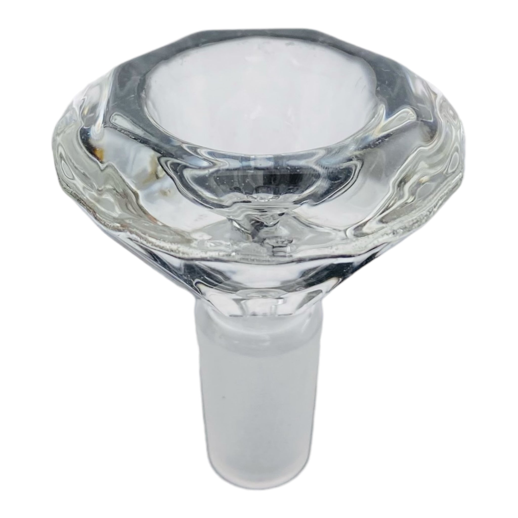 14mm Flower Bowl - Faceted Diamond Glass Bong Bowl Piece - Clear
