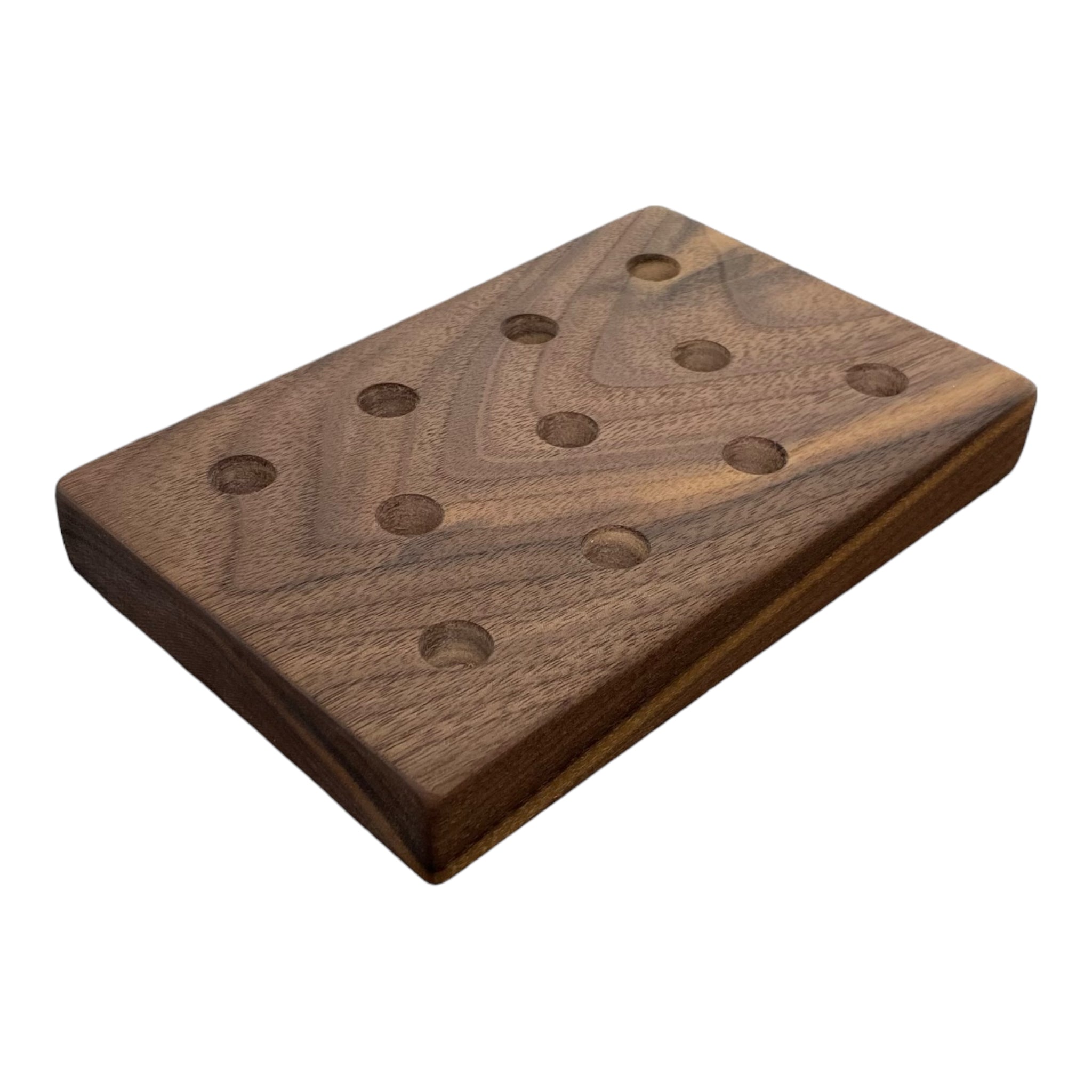 11 Hole Wood Display Stand Holder For 14mm Bong Bowl Pieces Or Quartz Bangers - Black Walnut