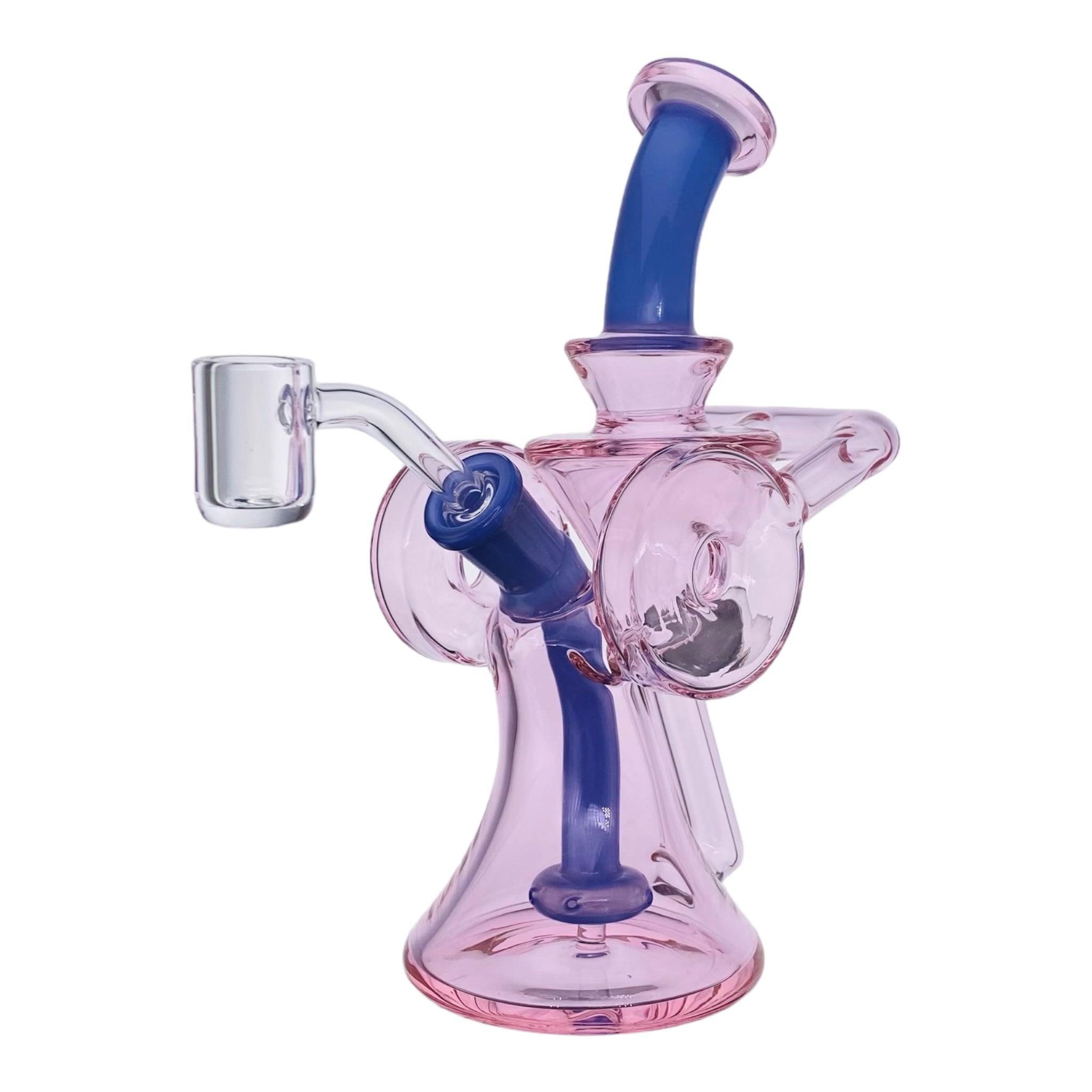 Pink And Purple Double Uptake Recycler Glass Dab Rig