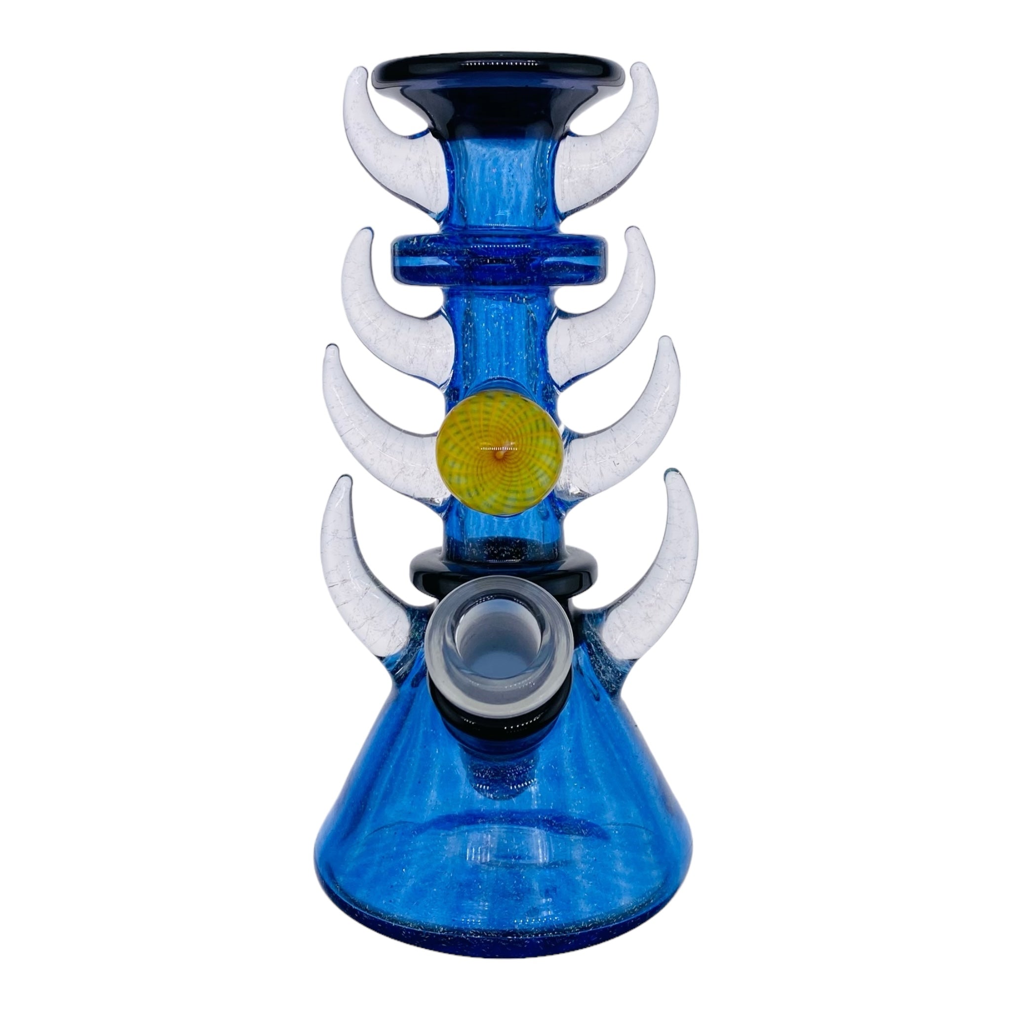 Heady glass Darby Holm - Blue Dichro Horned Minitube Dab Rig Water Pipe With Large Opals for sale