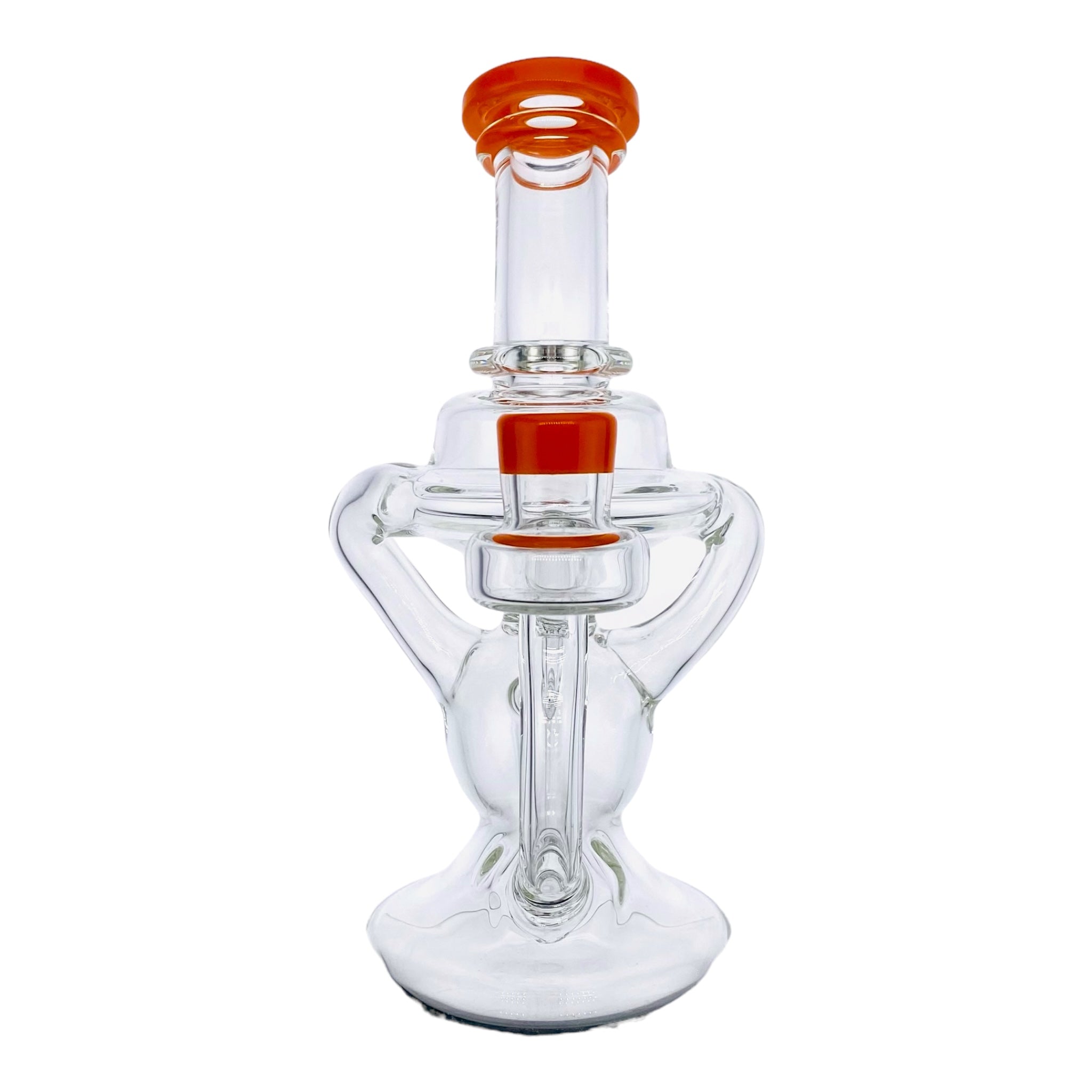 heady glass Santa Cruz Glass - Clear Klein Recycler Dab Rig With Orange Lip for sale