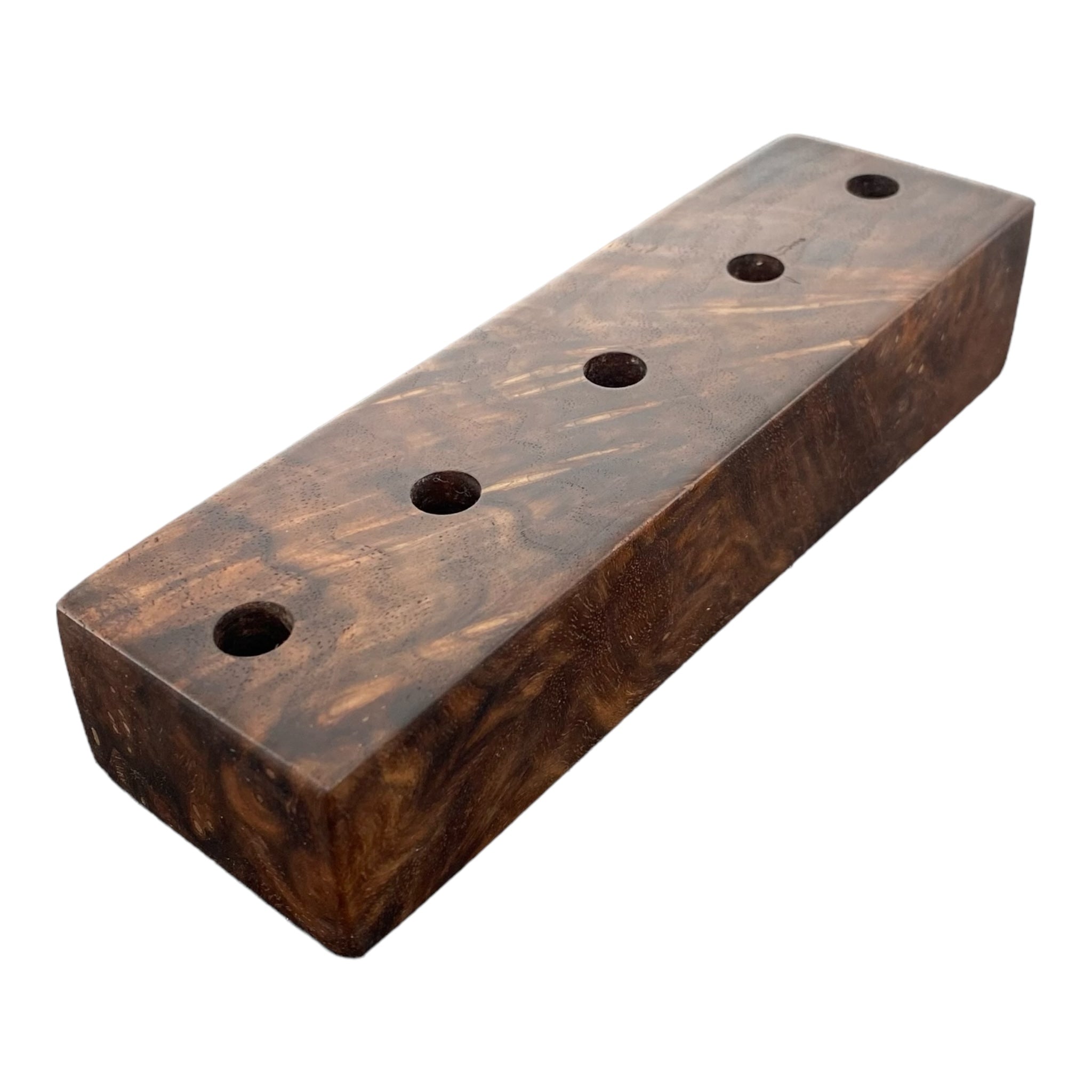 5 Hole Wood Display Stand Holder For 10mm Bong Bowl Pieces Or Quartz Bangers - Black Walnut Burl