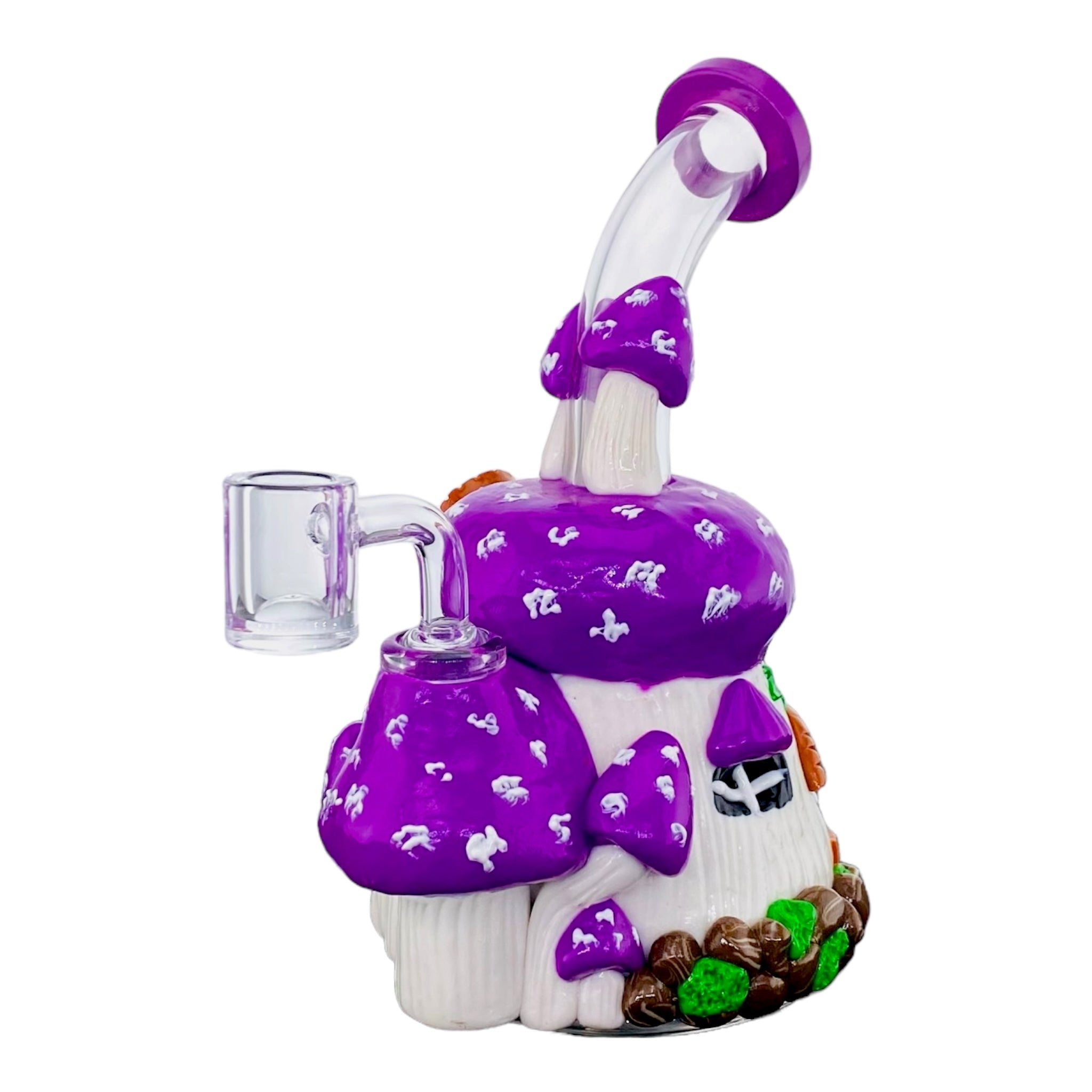 cute girly Purple And White Mushroom House Small Dab Rig for sale