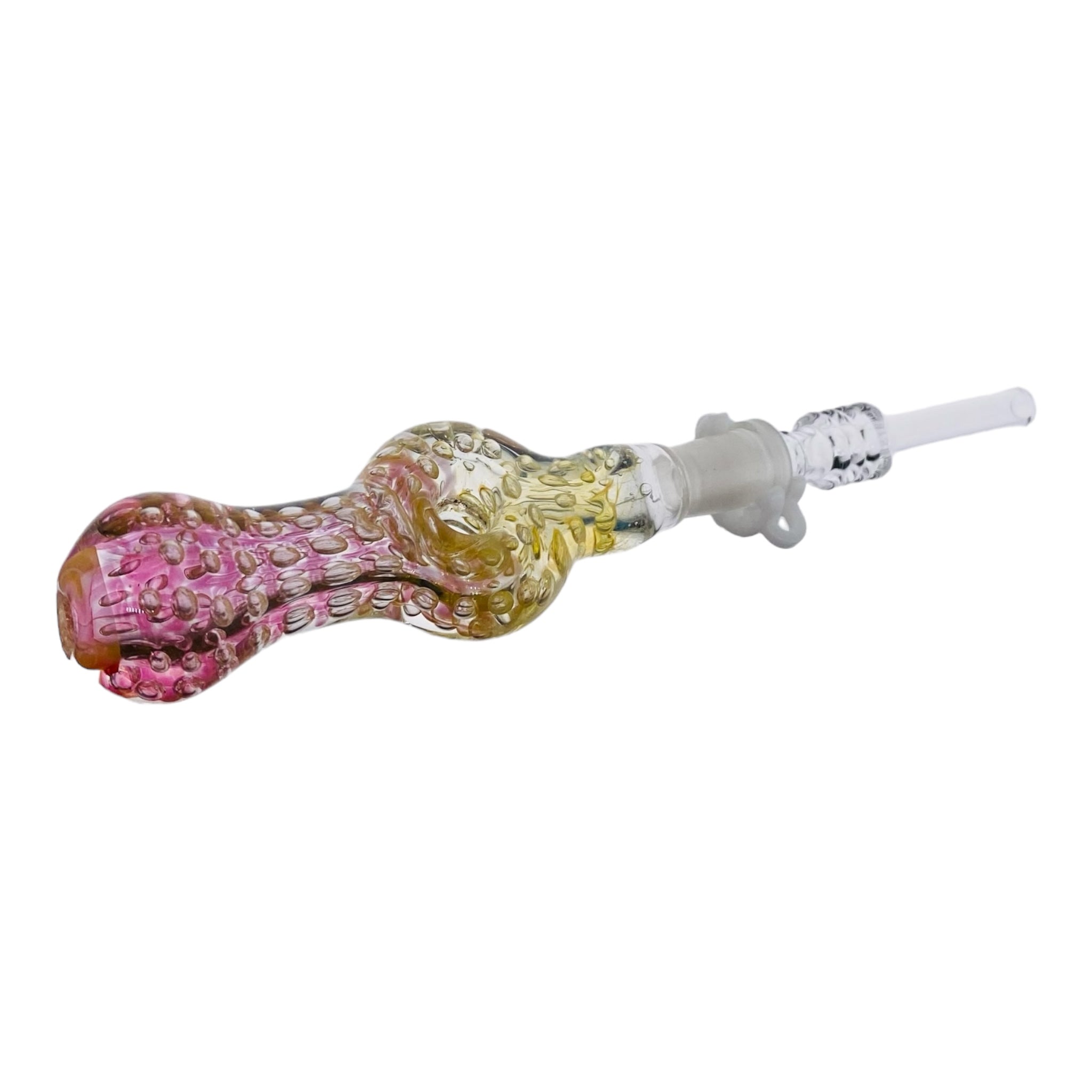 10mm Nectar Collector - Color Changing Fuming Inside Out Spiral Donut With Quartz Tip
