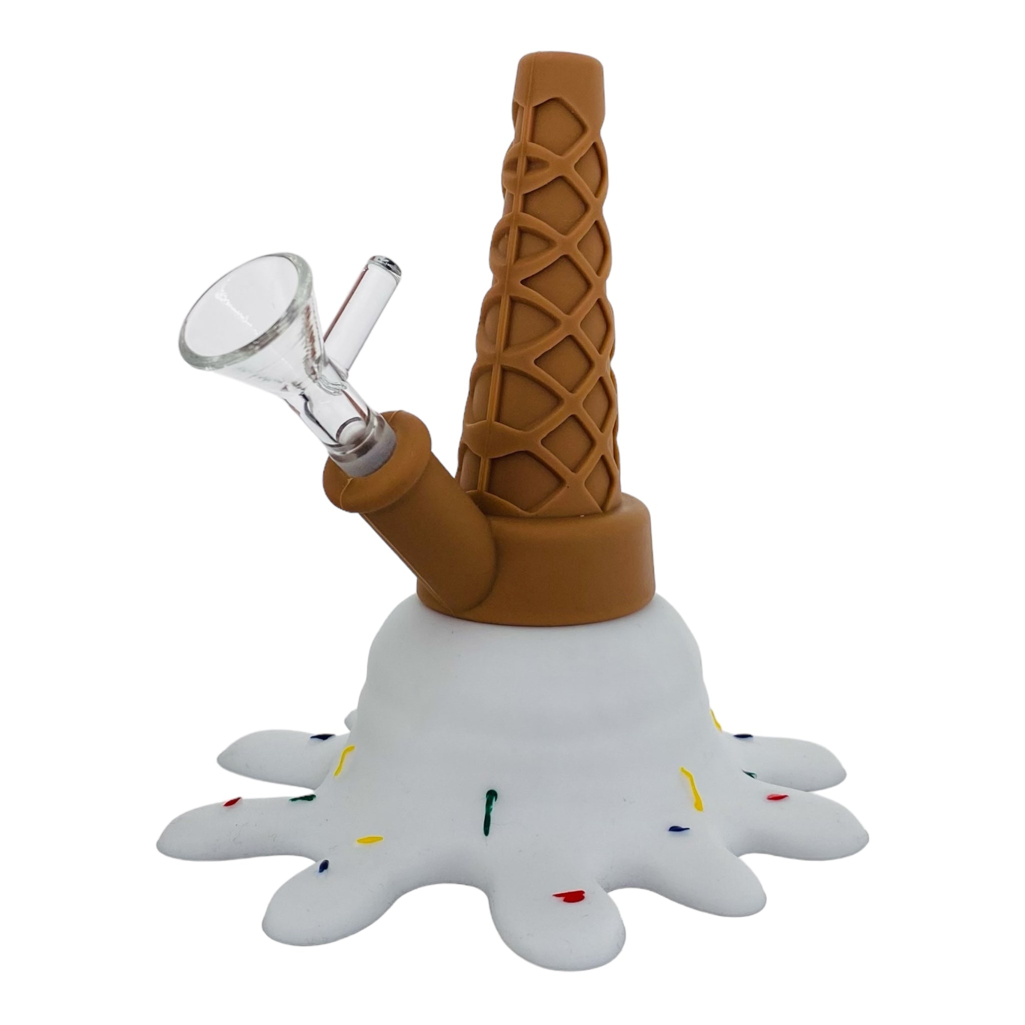 cute and girly Silicone Rubber Ice Cream Cone Bong White for sale