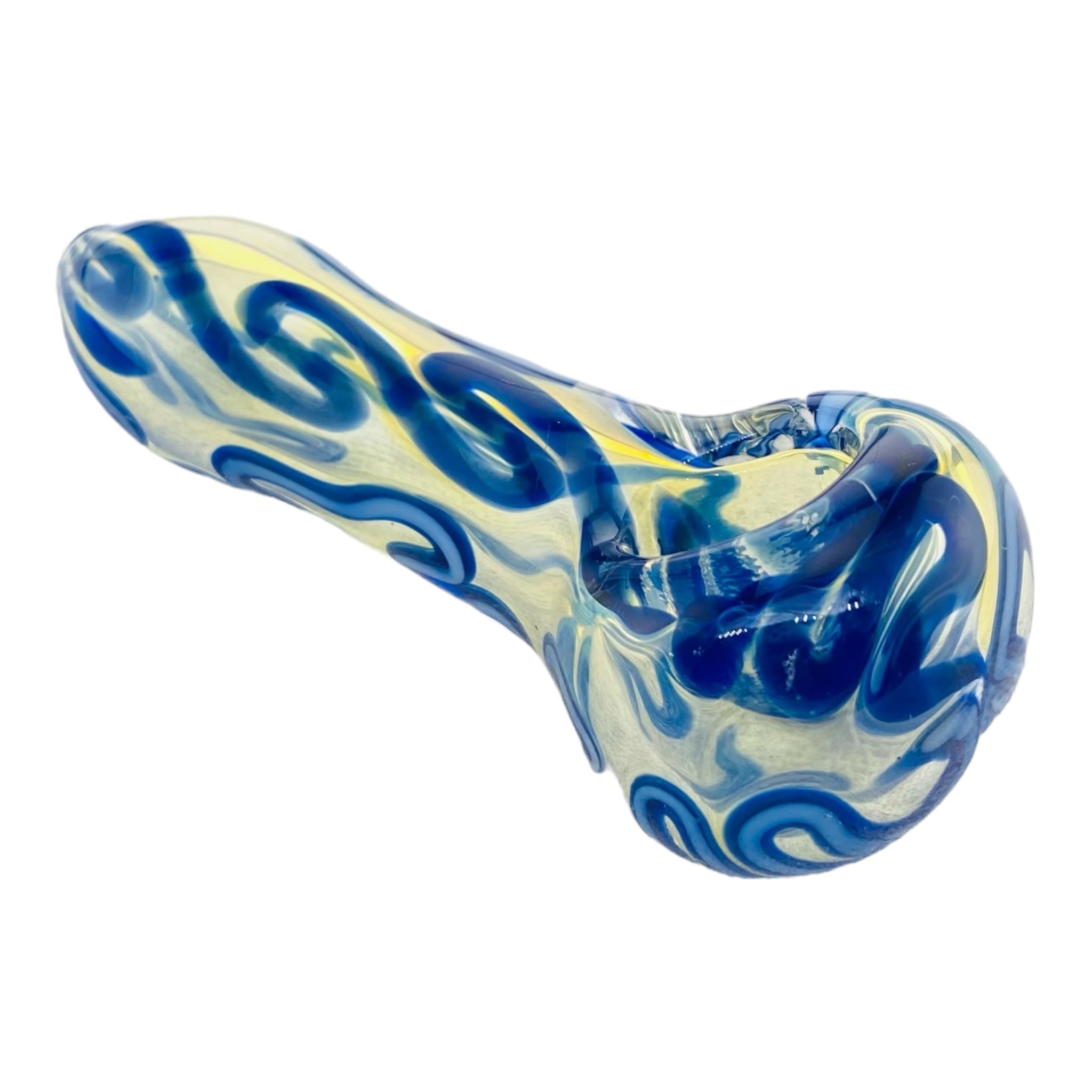 cheap Color Changing Glass Hand Pipe With Blue Linework for sale