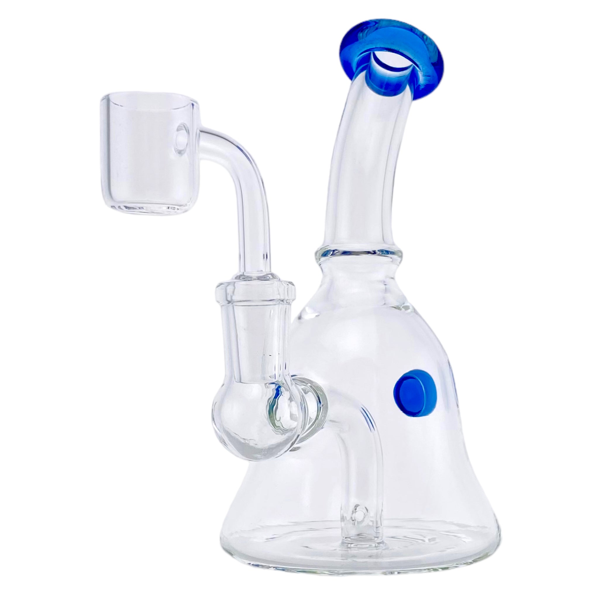 best cute cheap durable custom Mini Bell Shape Dab Rig With Blue Mouthpiece And Marble