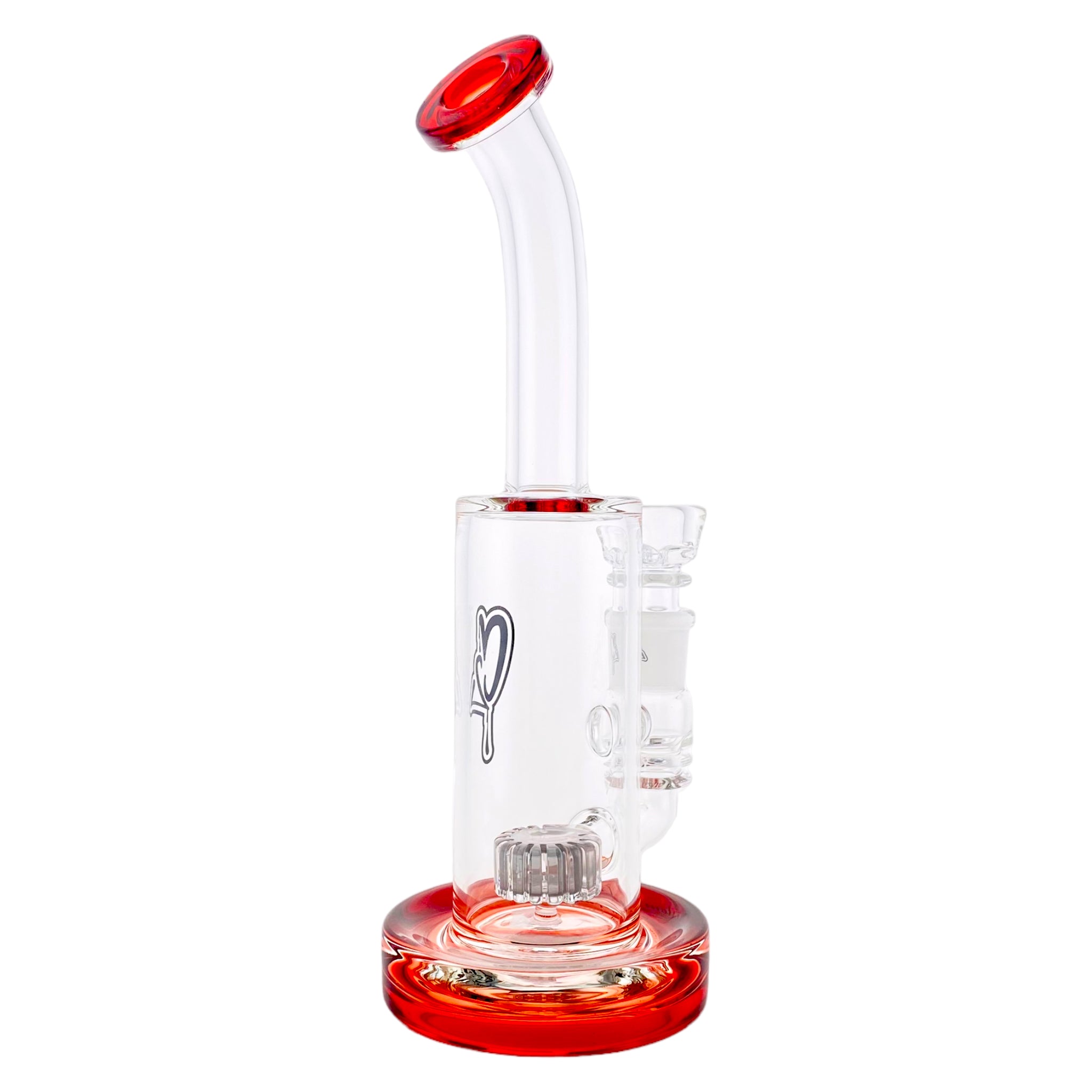 C2 Custom Creations - Custom Red Bubbler Bong With Grey Perc FBS4 Mini