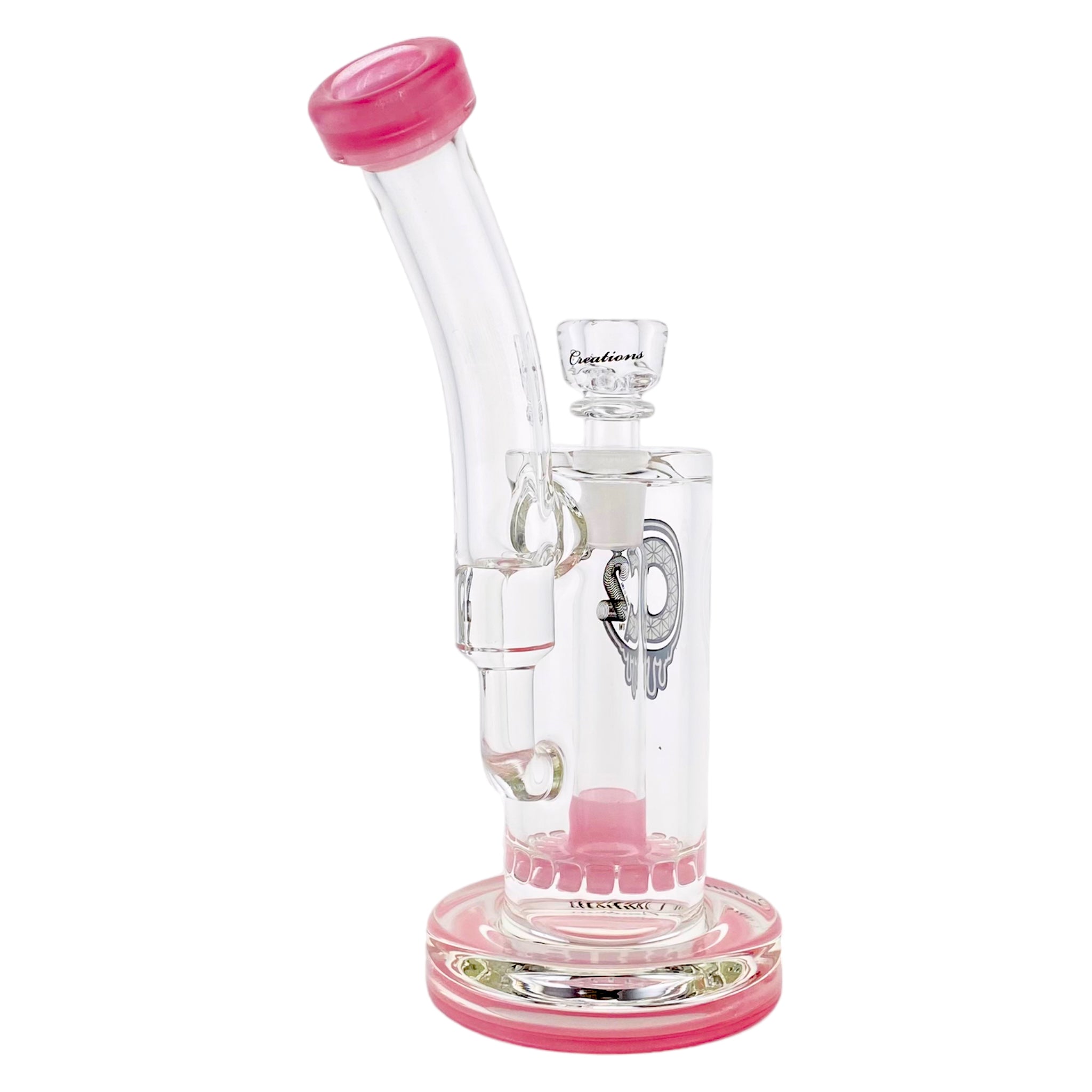 C2 Custom Creations - Custom Pink Bubbler Bong BRB50 Single Ratchet Perc