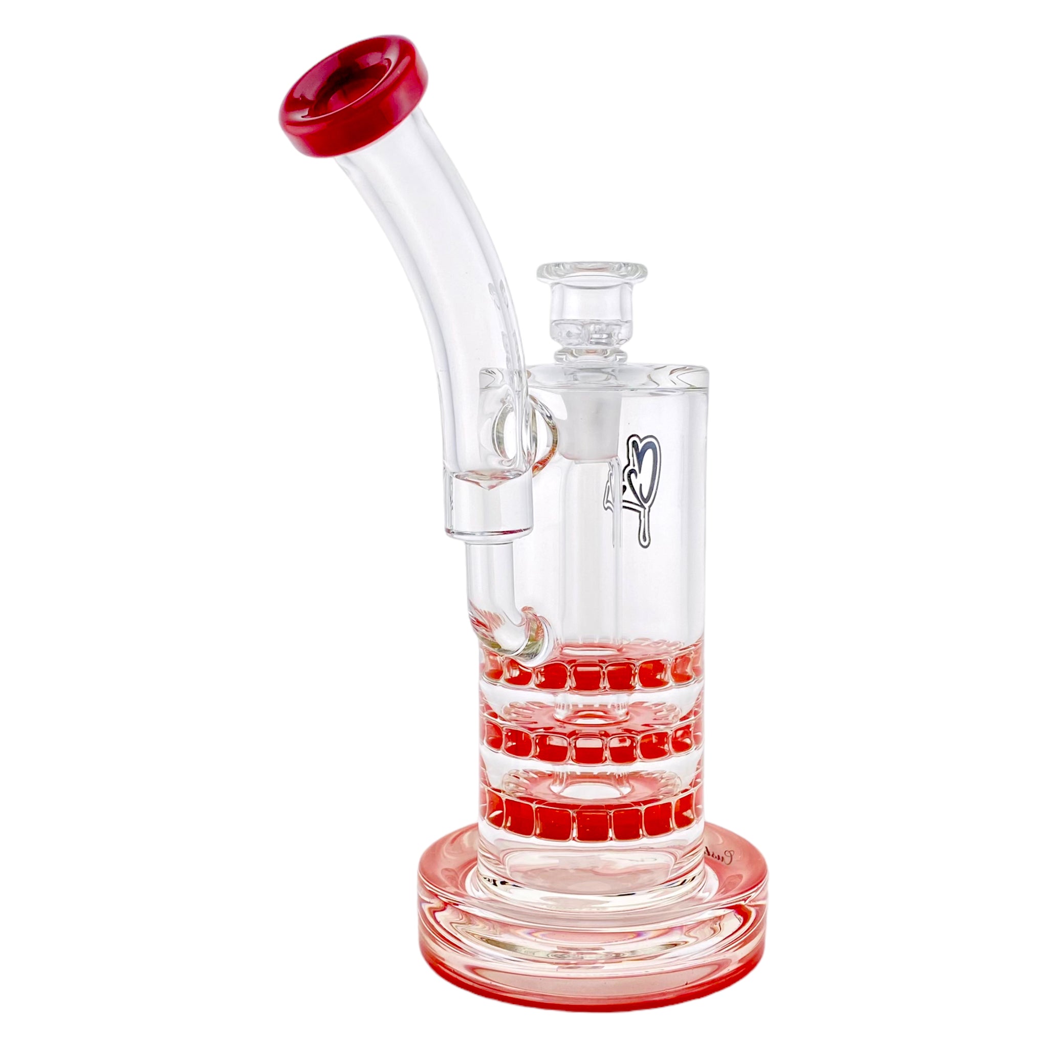C2 Custom Creations - Custom Bubbler Water Pipe Red Triple Ratchet Rig C9