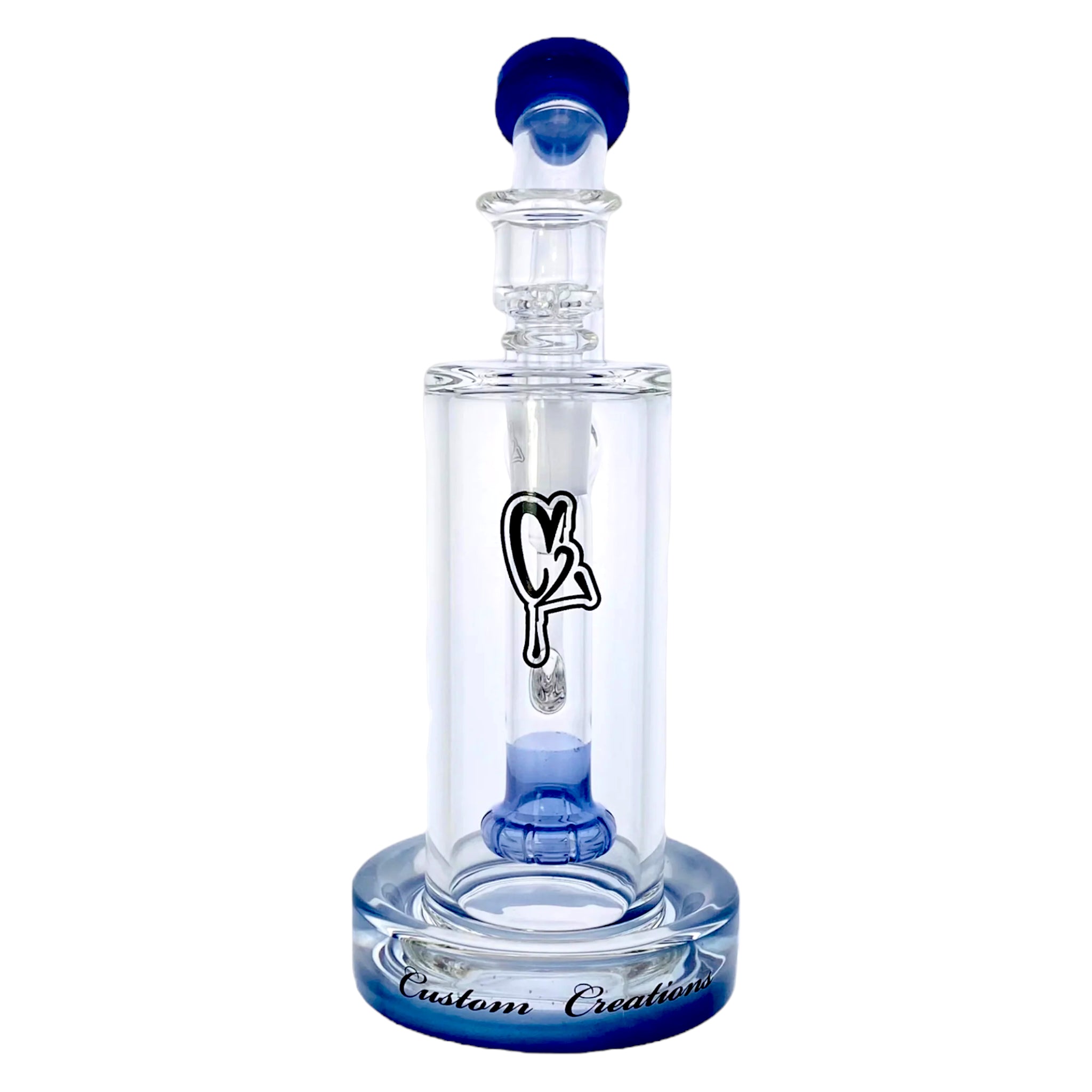 C2 Custom Creations - Custom Blue Fixed Showerhead Perc Bubbler Bong