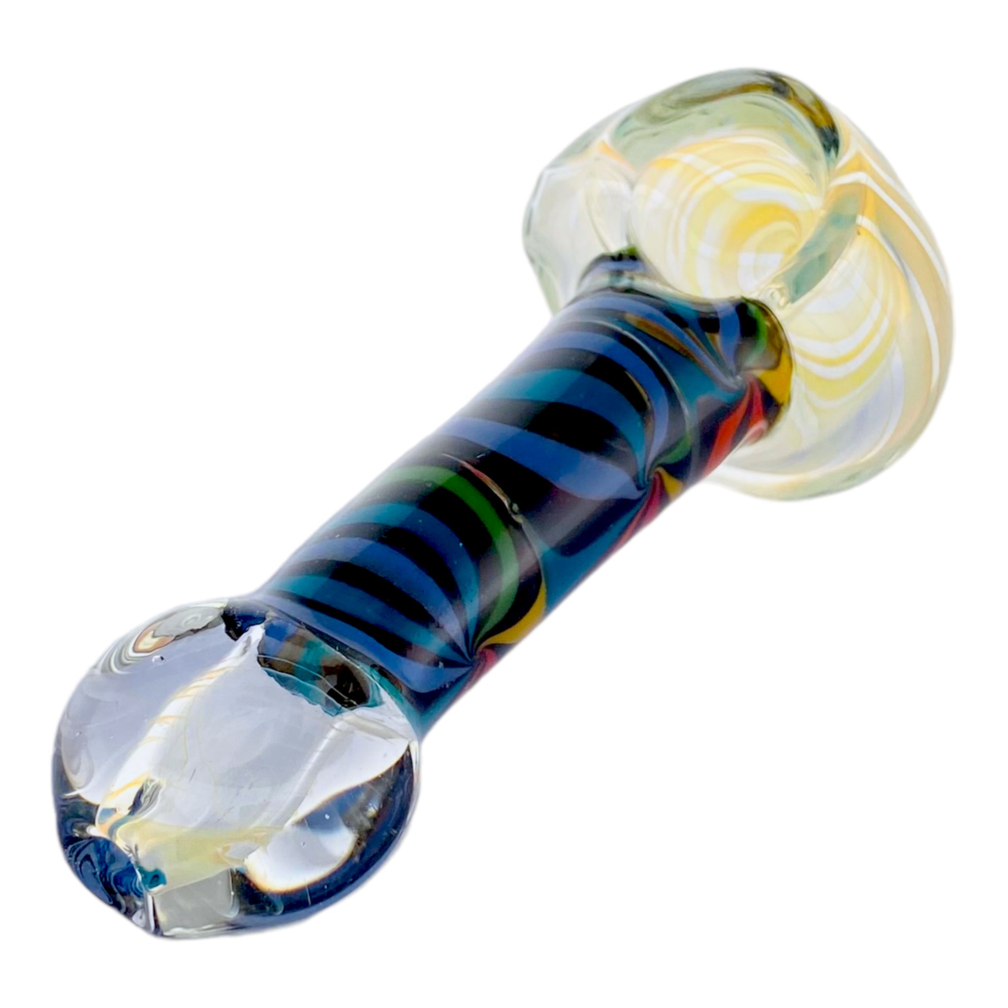 Rainbow Wig Wag Section Glass Hand Pipe With Inside Out Fuming